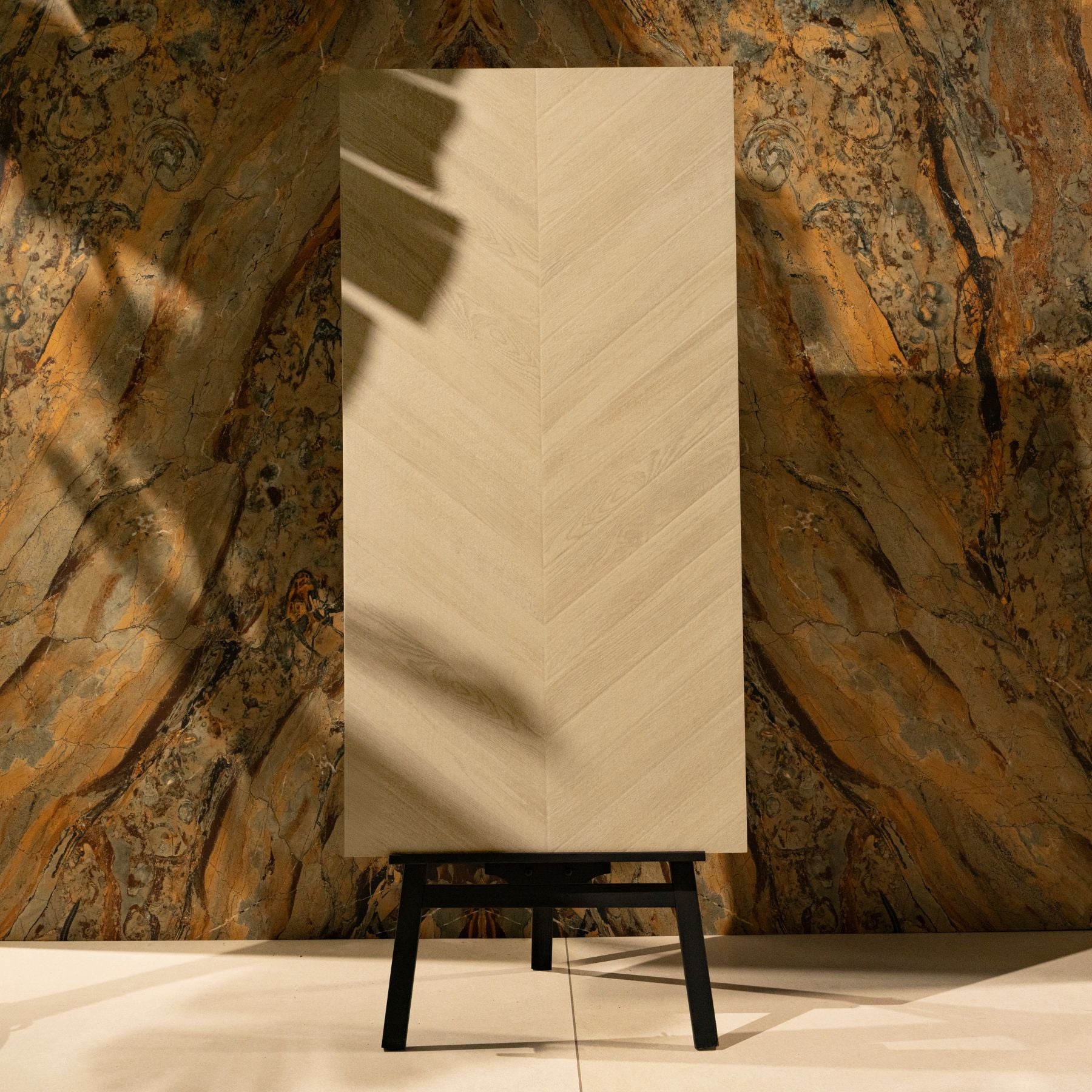 Honey Oak wood look porcelain tile in 60×120cm offers a warm natural wood finish with high durability, low maintenance and modern style for floors and walls.