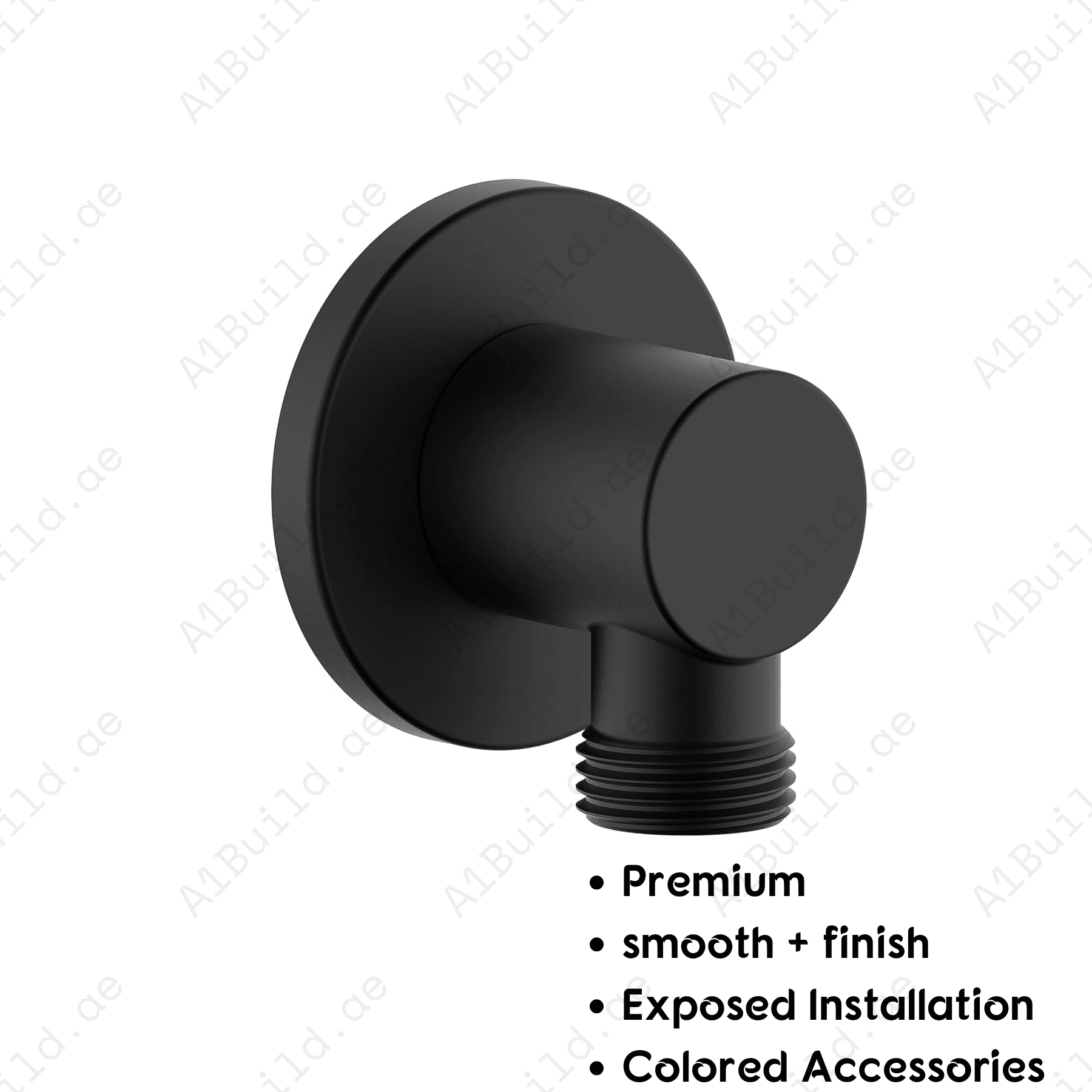 Infinity Round Shower Outlet – Matte Black Finish, Exposed Installation, Made in Germany by Hesanit