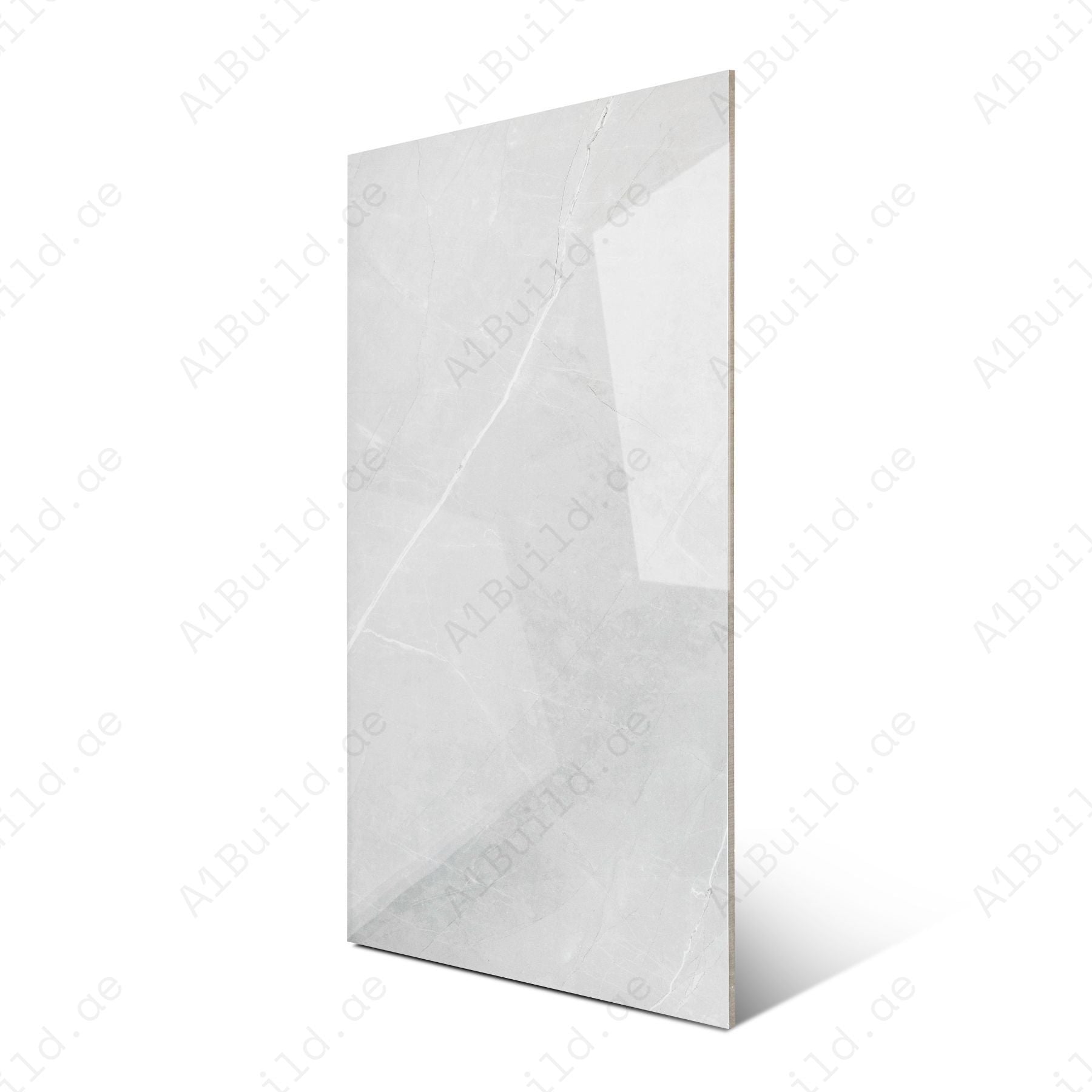 Italian Armani Light Grey glossy marble effect porcelain tile 60x120cm with 9mm thickness, ideal for bright luxury interiors.