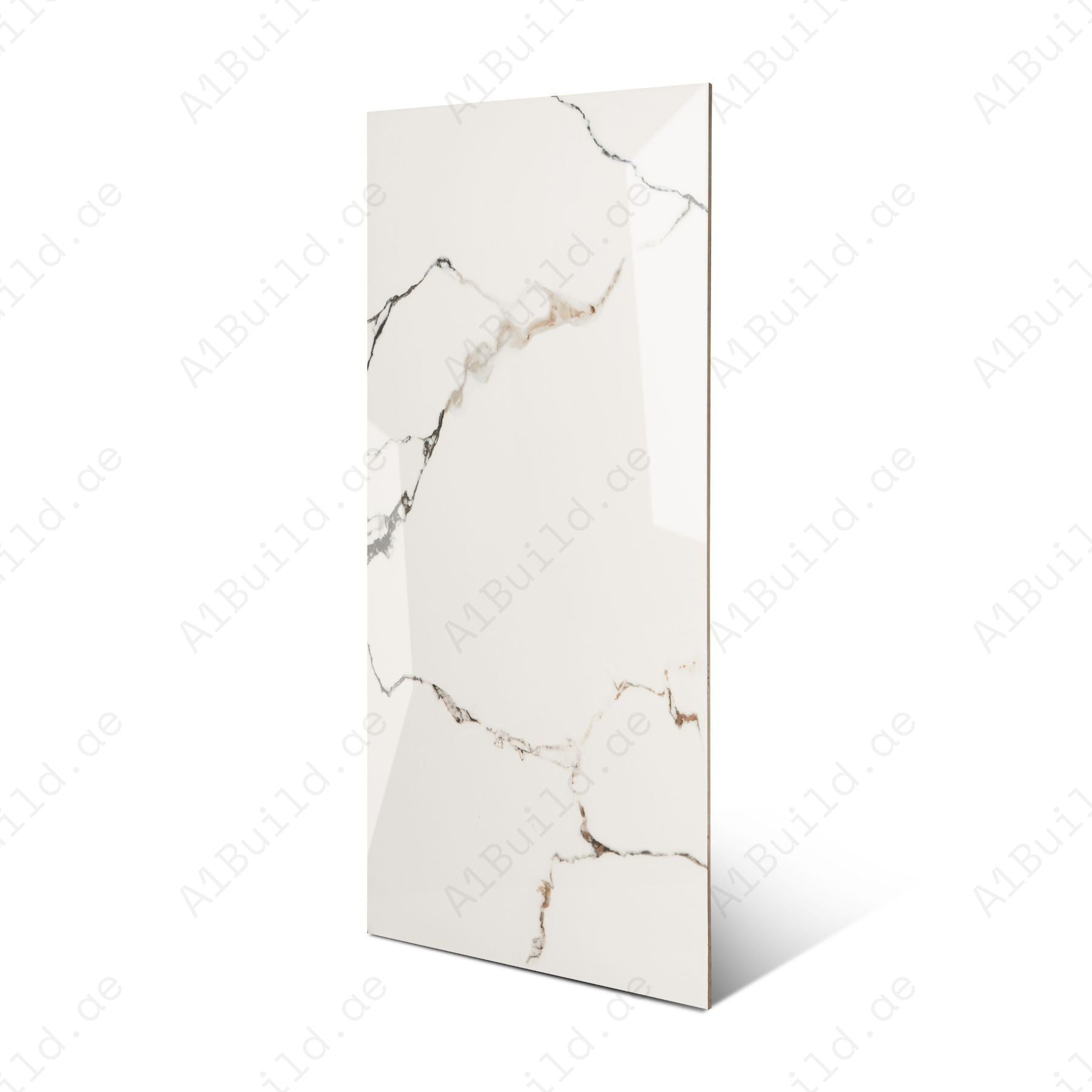 Ivory Crackle glossy porcelain tile 60x120cm with 9mm thickness features warm ivory tones, decorative crackle pattern texture and elegant polished finish.