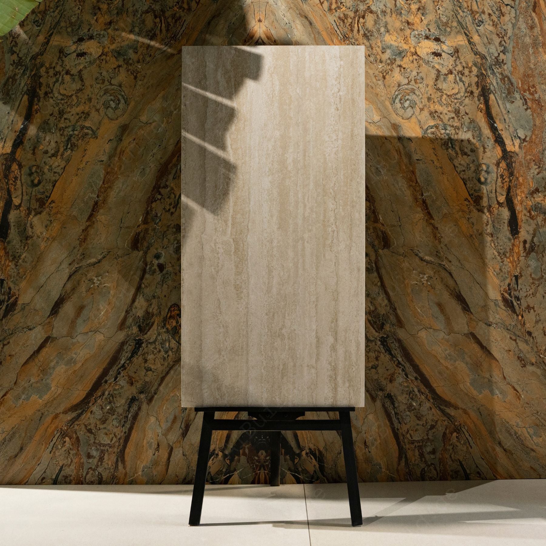 Ivory Sandstone matt porcelain tile 60x120cm x2mm with natural stone look, durable large format surface ideal for modern floors, walls and premium interiors.