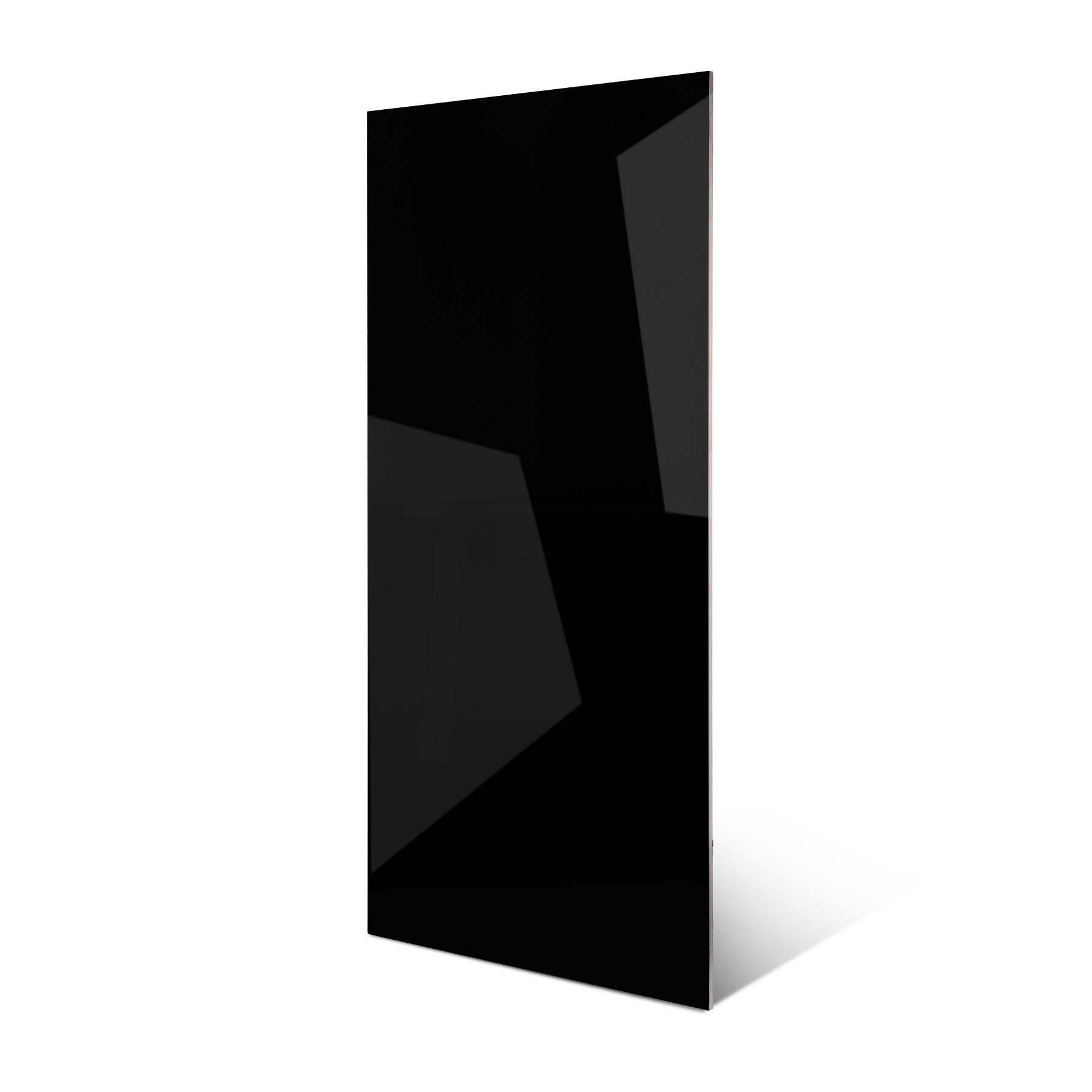 Jet Black glossy porcelain tile 60x120cm with 9mm thickness features deep solid black tone and polished luxury finish for modern interiors.