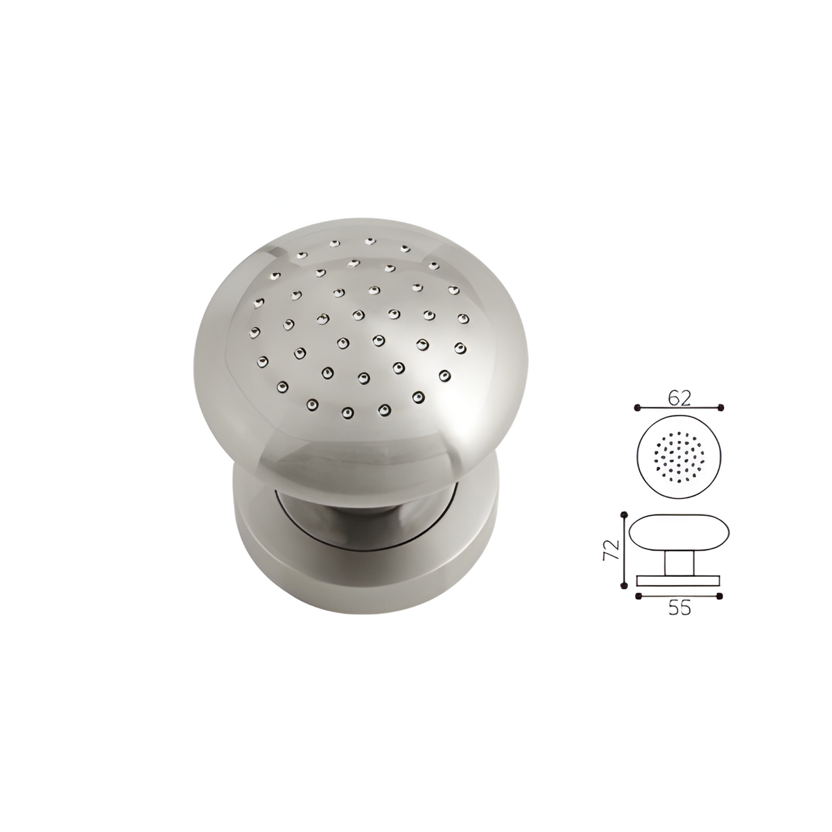 KN.G13.SN premium ball lock door knob in Satin Nickel. 62 mm knob, 72 mm projection and a 55 mm round rose. Designed for elegant interiors, comfortable grip and reliable everyday performance.