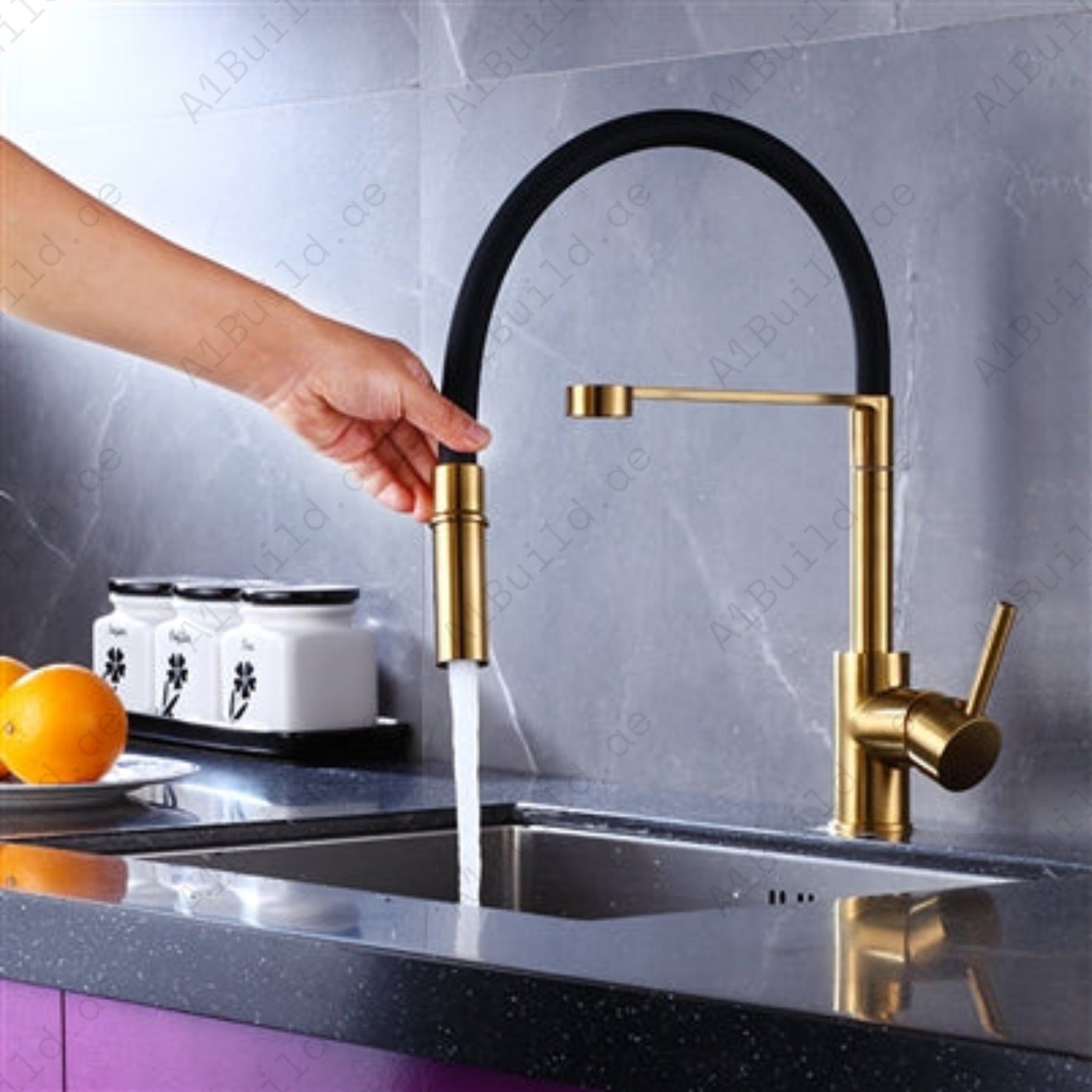 Kitchen Mixer With Flexible Spout (Premium Gold 100% made in Germany)
