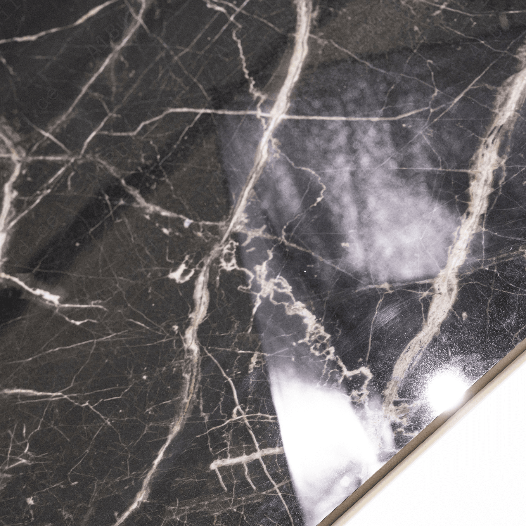 Laurent Black 80x160cm high glossy porcelain tile, 09mm thick with bold golden veining. Luxurious, durable, and perfect for modern statement interiors.