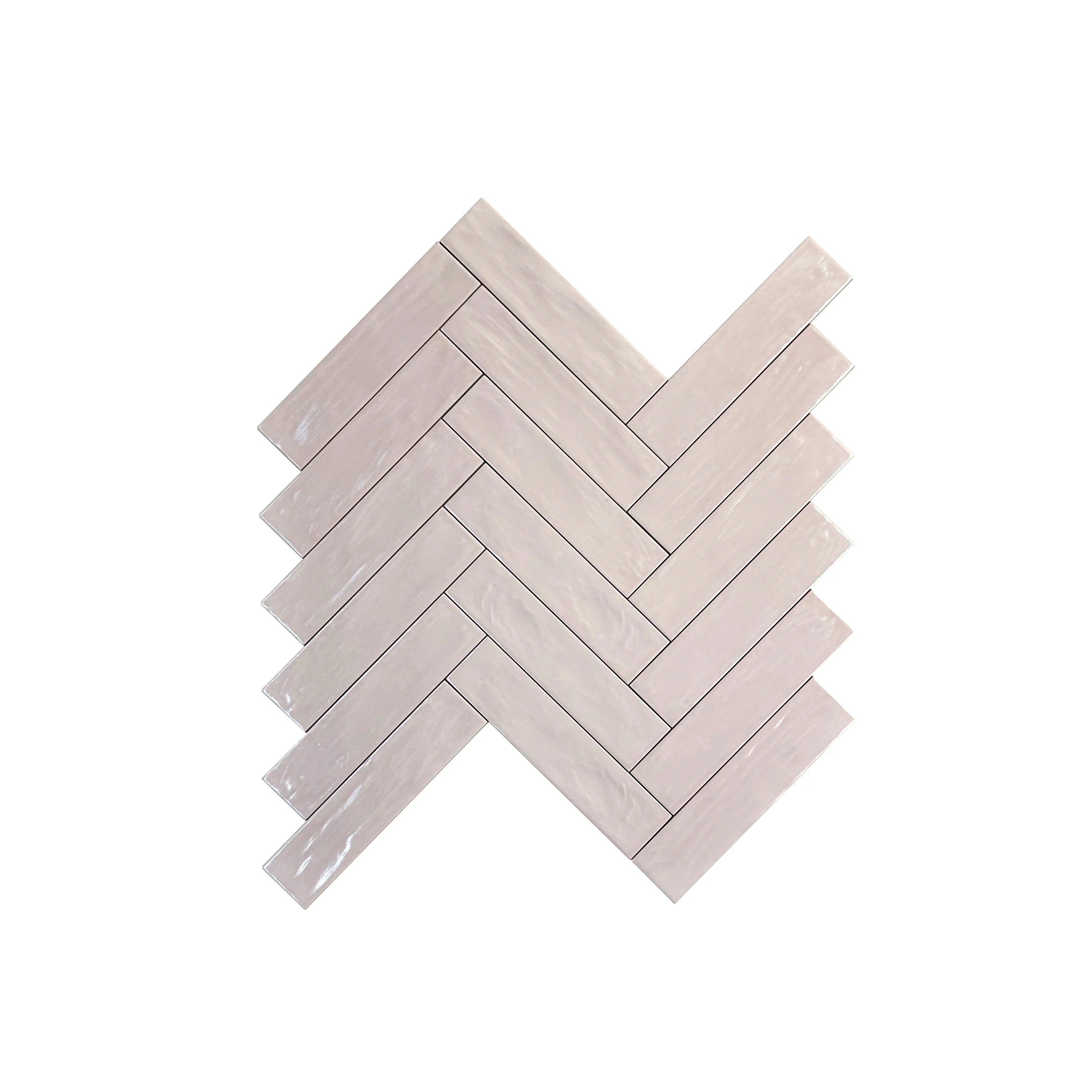 Light Pink Pearlescent Ceramic Tile with sleek long-strip design. Durable, waterproof, scratch-resistant, perfect for walls, floors, kitchens, and bathrooms.