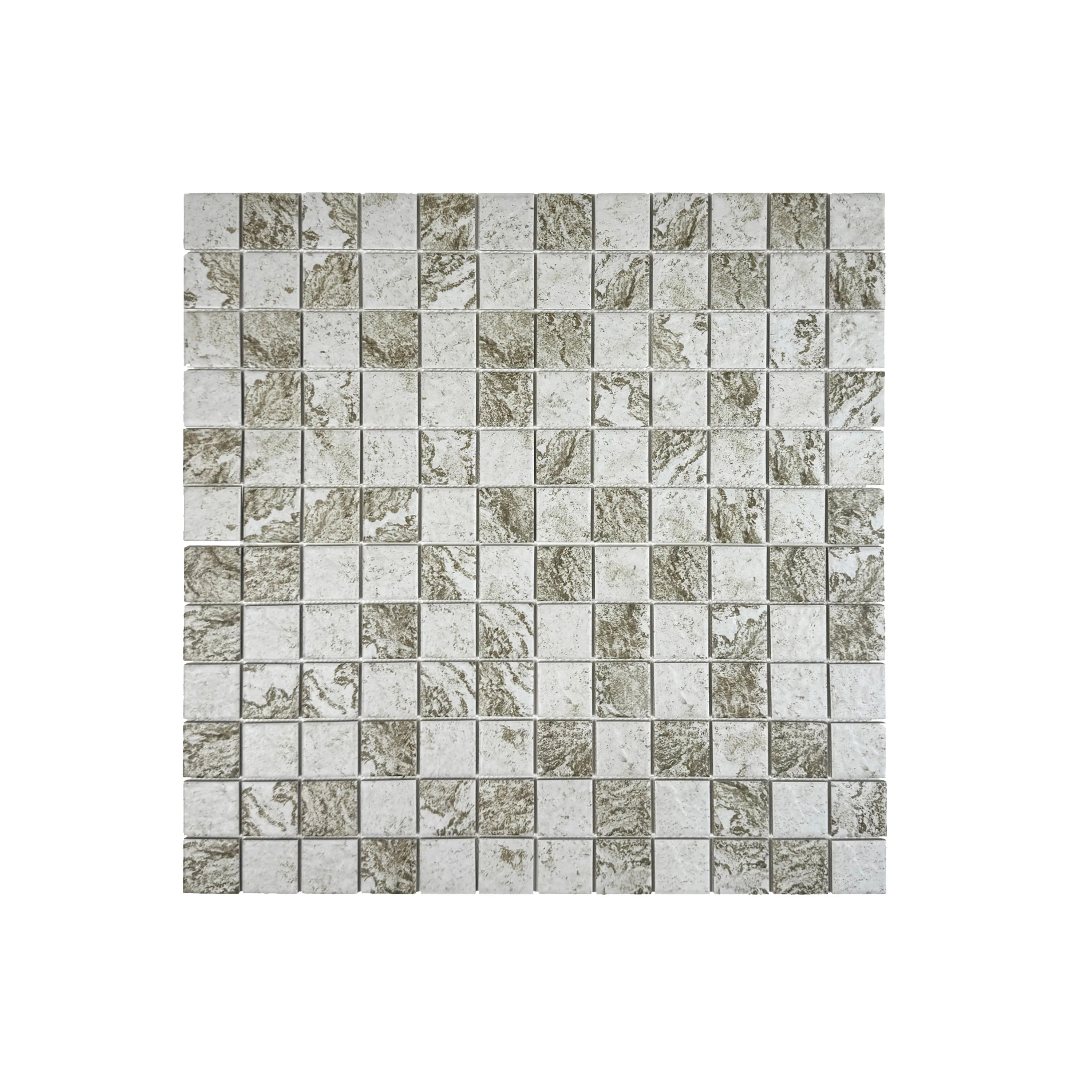 Light off-white, brown & gray porcelain mosaic tiles for pools, spas & water features. UV-resistant, slip-proof, eco-friendly, and designed for lasting luxury.