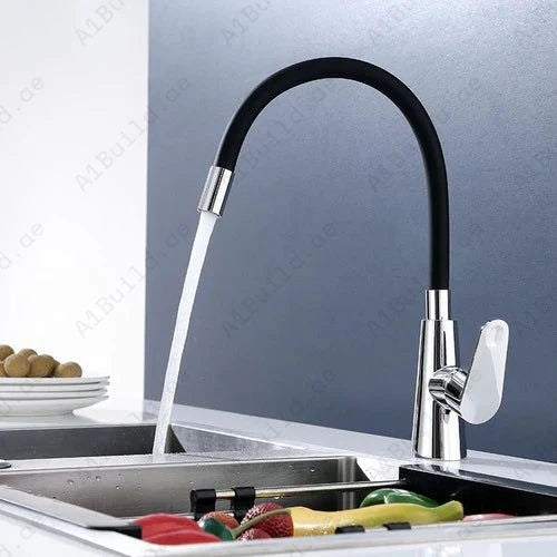Luna Kitchen Mixer With Flexible Spout (Premium Black & Chrome 100% made in Germany)