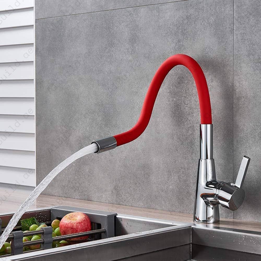 Luna Kitchen Mixer With Flexible Spout (Premium Red & Chrome 100% made in Germany)