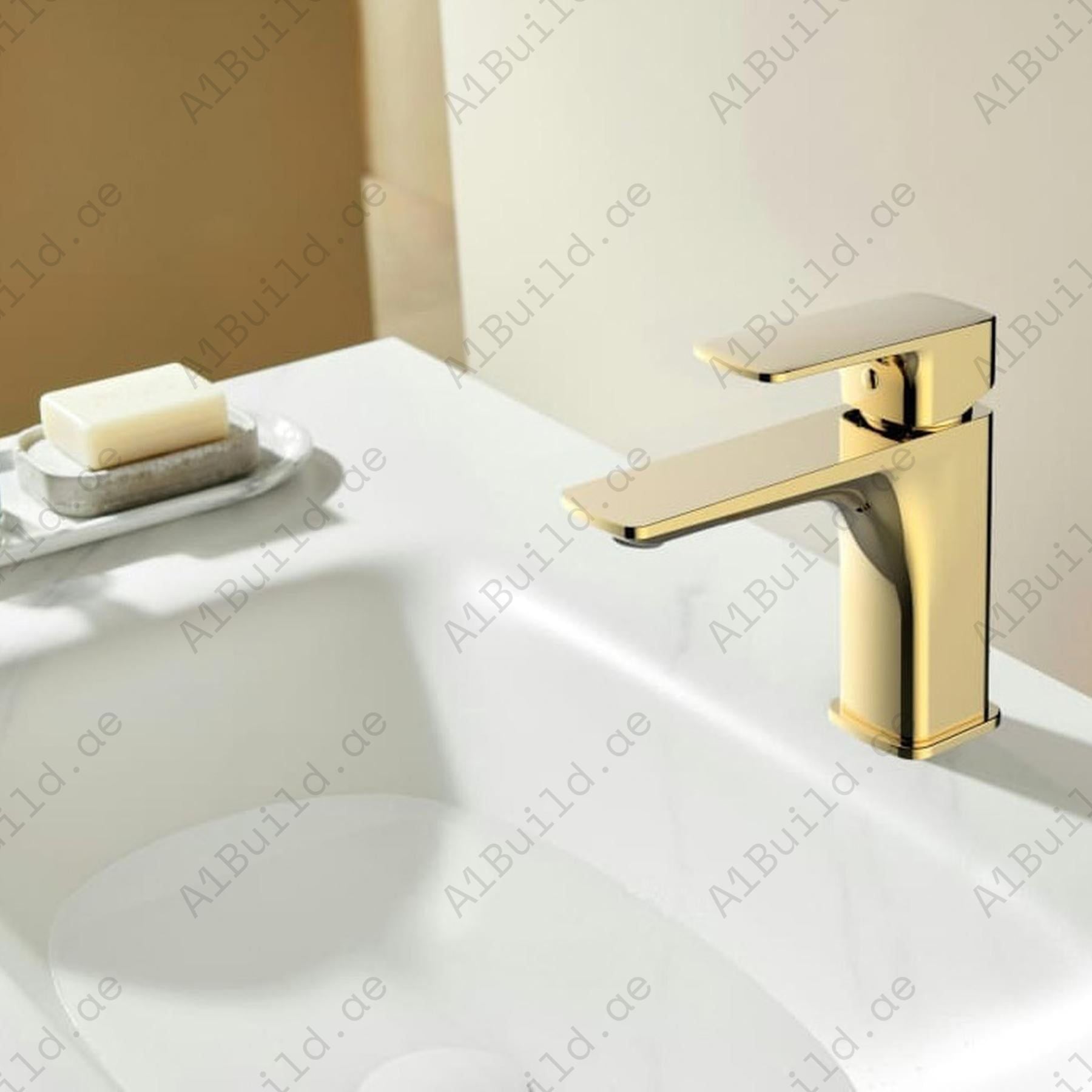 Luxury Brushed Gold Single Lever Basin Mixer – PUW-Free Designer Fixture1
