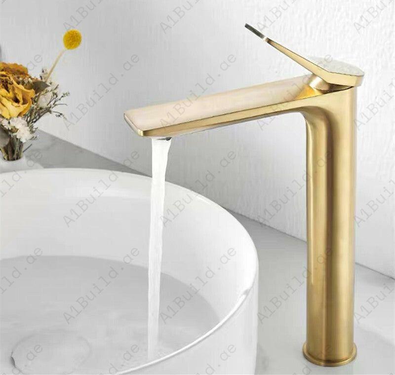 Luxury Elite Single Lever High Basin Mixer: Gold, 100% Made in Germany