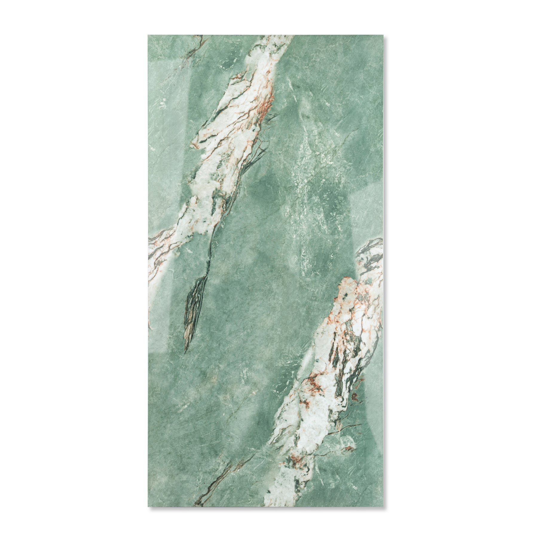 Malachite porcelain tile 60x120cm 9mm thickness, green marble look design, durable porcelain, ideal for luxury floors and feature walls.