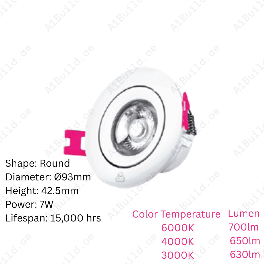 Upgrade lighting with Mar LED Spotlight 7W – 700lm. Energy-saving, 15,000hrs lifespan, CRI>80, 50° beam angle. Available in 6000K, 4000K & 3000K.