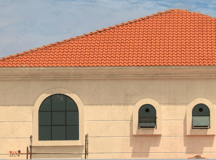Natural Red ceramic roof tile 41.5×25.5 cm with weatherproof durability, lightweight design. Ideal for classic architecture and long-lasting roofing.