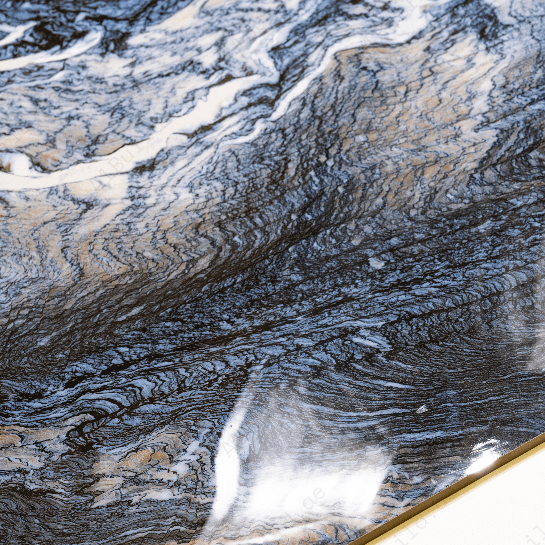 Olympos Azul porcelain tile 60x120cm 9mm thickness, blue marble look design, durable porcelain tile for luxury floors and walls.