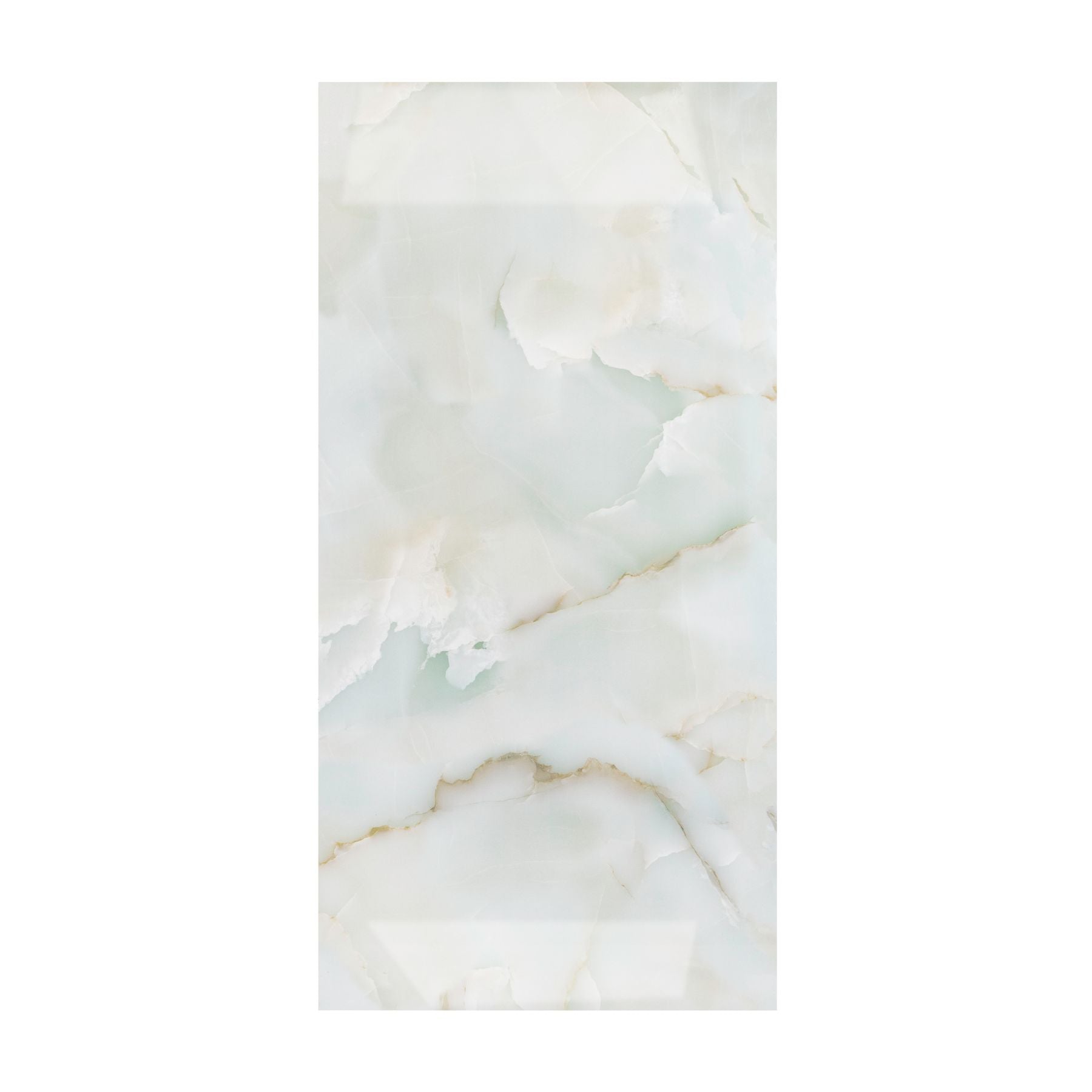 Opera Green Onyx glossy porcelain tile 80x160cm x 09mm featuring rich green veining, luxury large format tile ideal for modern feature walls and premium interiors.