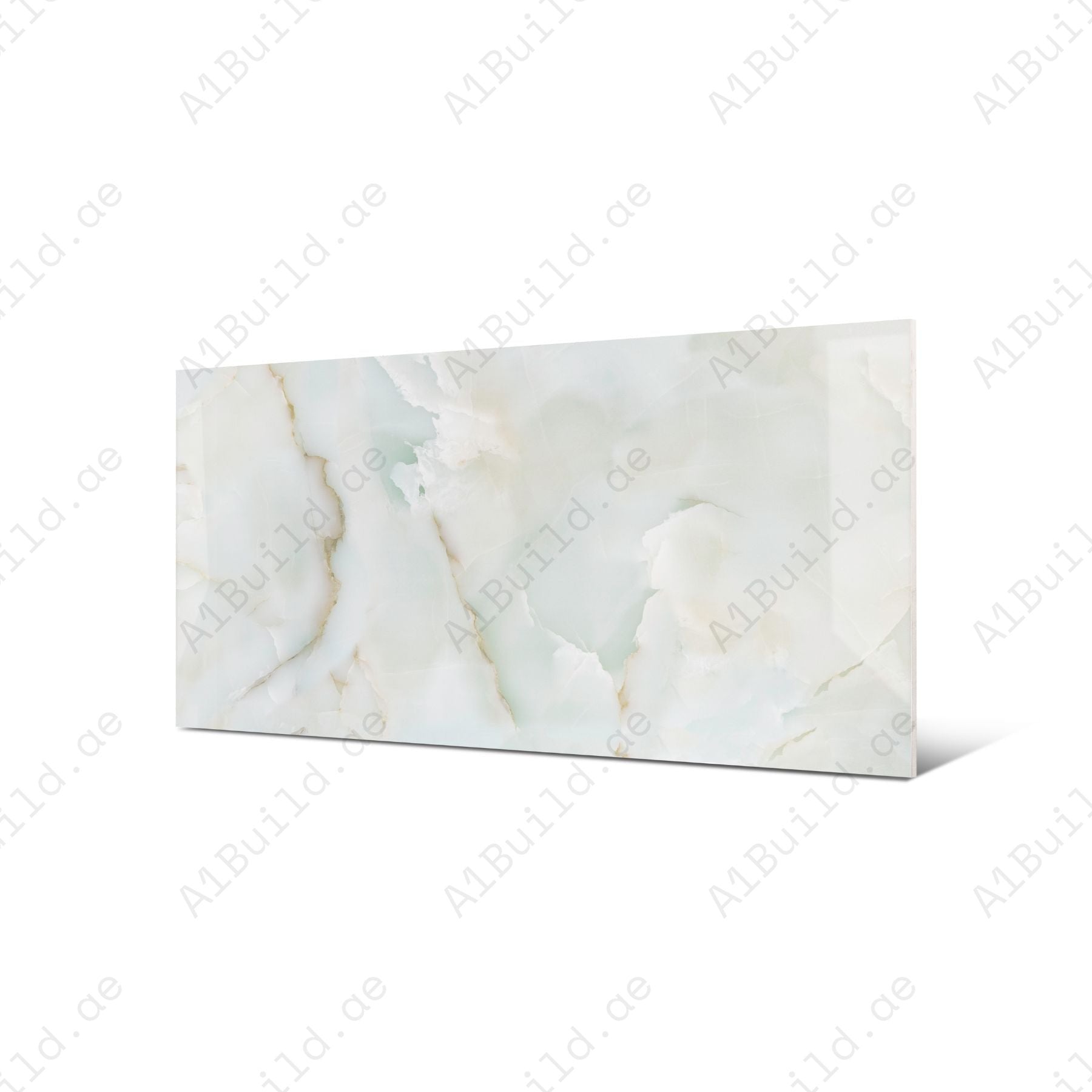 Opera Green Onyx glossy porcelain tile 80x160cm x 09mm featuring rich green veining, luxury large format tile ideal for modern feature walls and premium interiors.