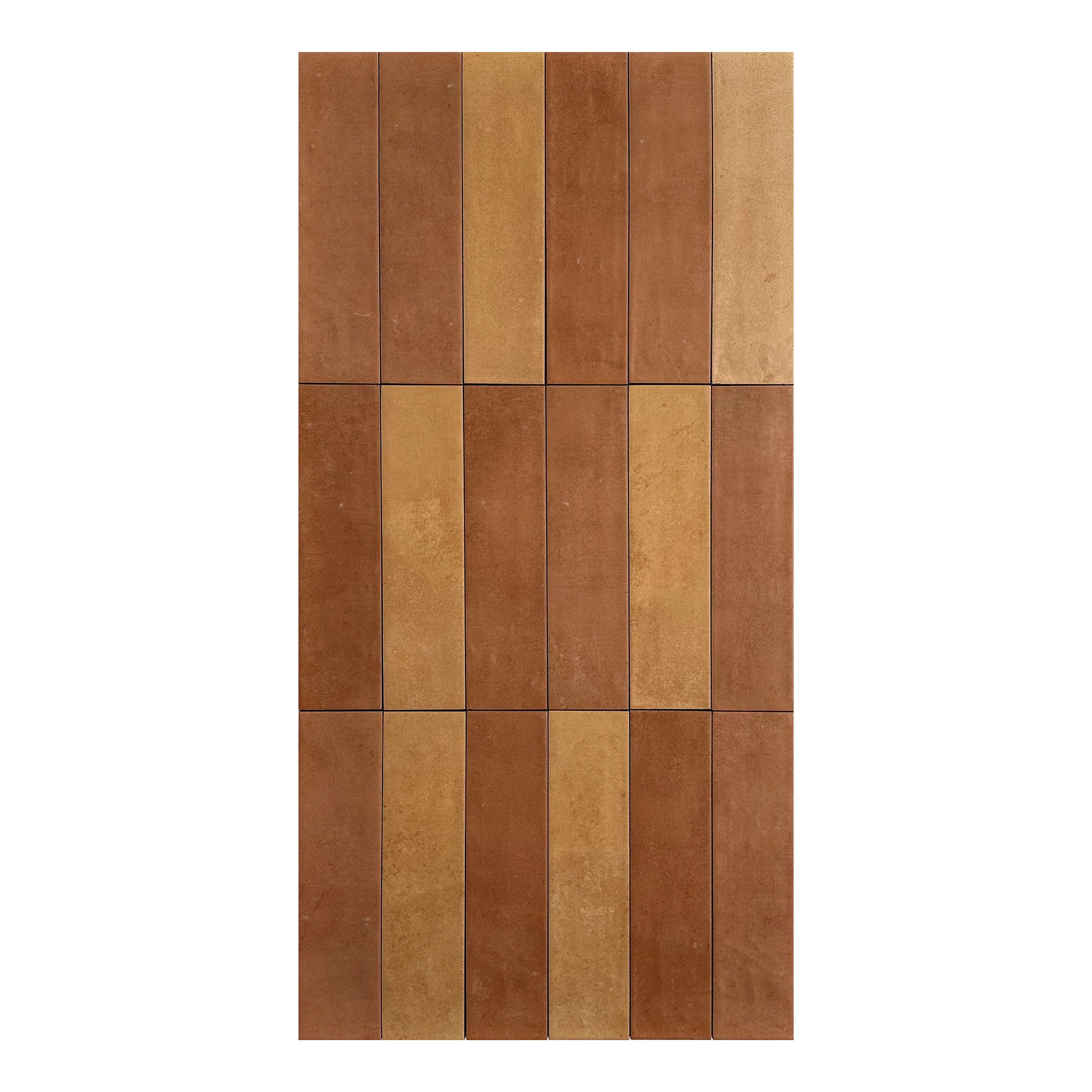 Orange Red Matte Porcelain Tile with a refined long-strip design, ideal for walls, kitchen backsplashes, and bathrooms. Stylish, durable, and easy to maintain.