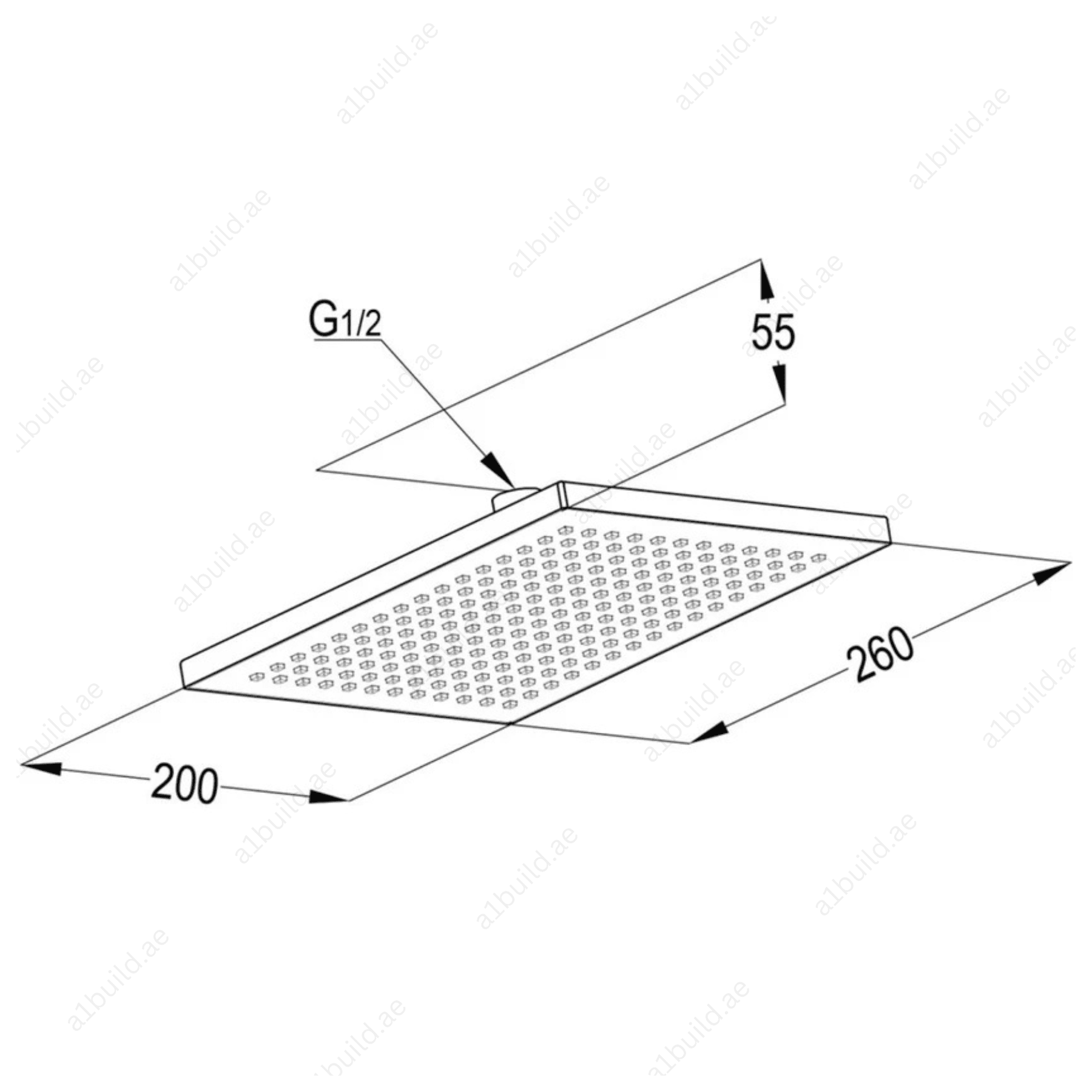 OverheadShower260mmx200mmChromewithBallJointandCleaningSystem_4