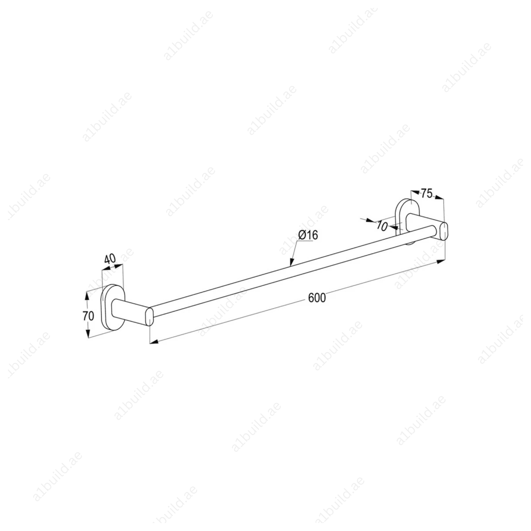 PASSION Single Towel Bar in Chrome | Wall Fastening with Screws