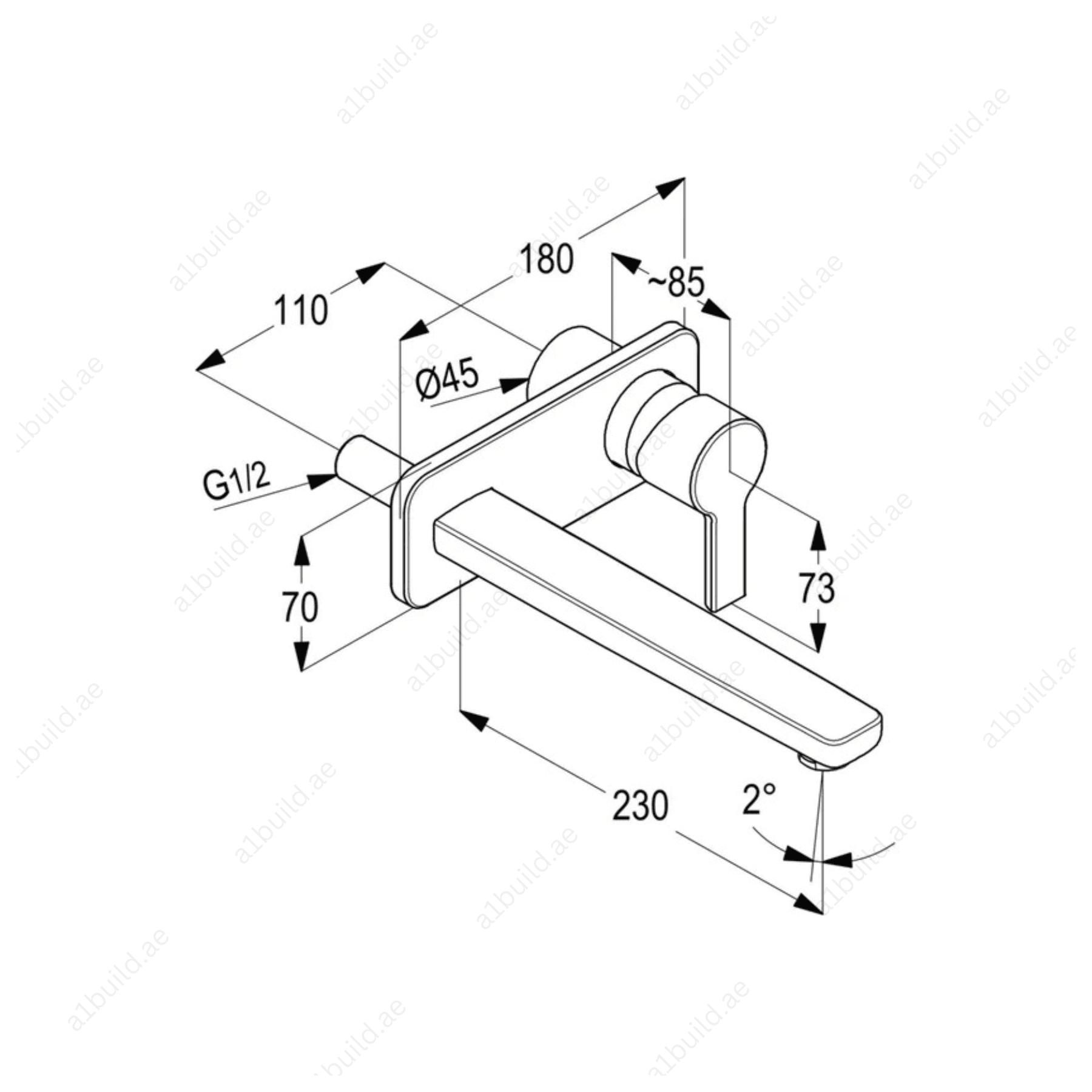 PASSION Concealed 2-Hole Single Lever Basin Mixer Trim Set