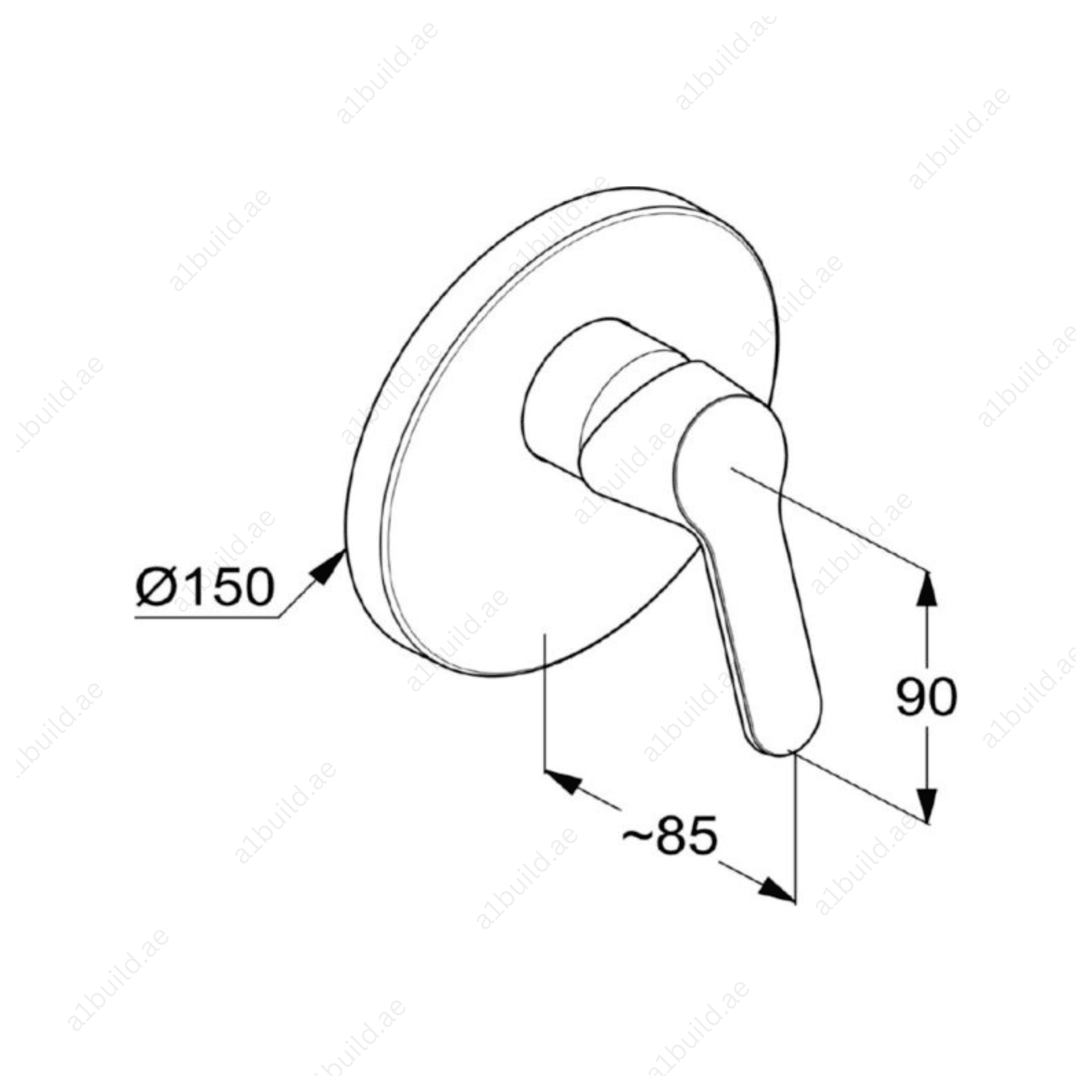 PEAK Concealed Single Lever Shower Mixer Trim Set | Chrome, Solid Lever