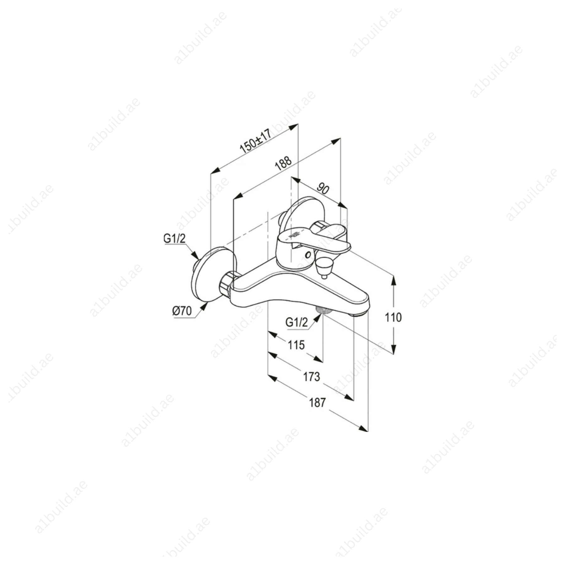 PEAK Single Lever Bath and Shower Mixer | Chrome Finish with Flow Regulator