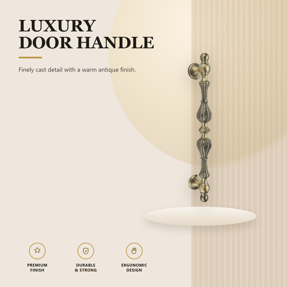 PH.Z.201.DAB premium zinc alloy door pull handle from the Zinc Alloy Door Handle Series. 430 mm overall with 340 mm fixing centres in Dark Antique Brass. Built for smooth, reliable everyday use.