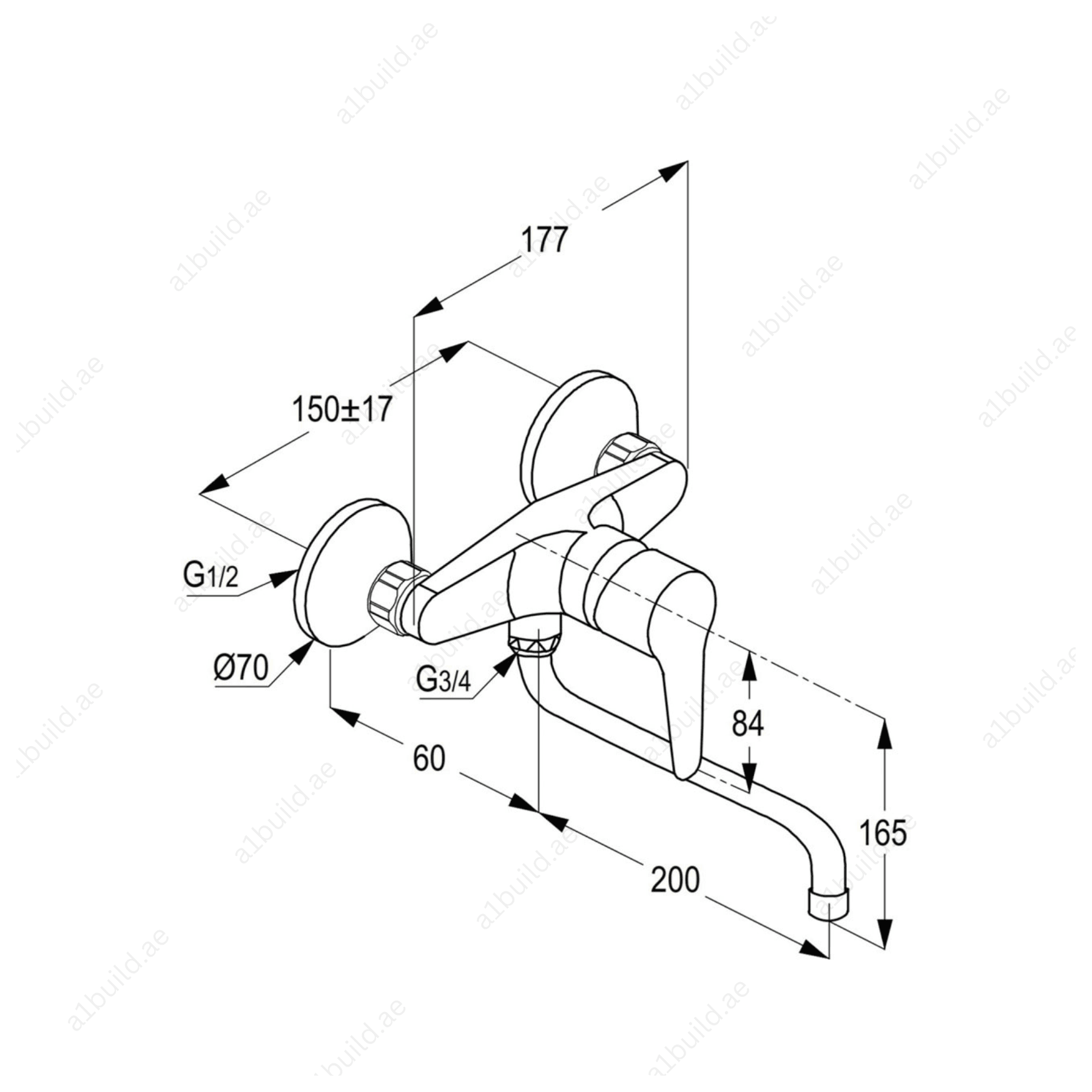 POLARIS Wall-Mounted Sink Mixer | Chrome | Efficient Flow Control