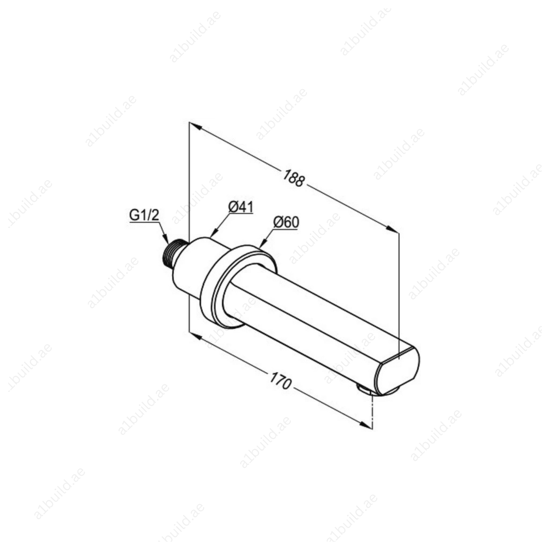 POLARIS Wall Mounted Bath Spout DN 15 - Chrome Finish