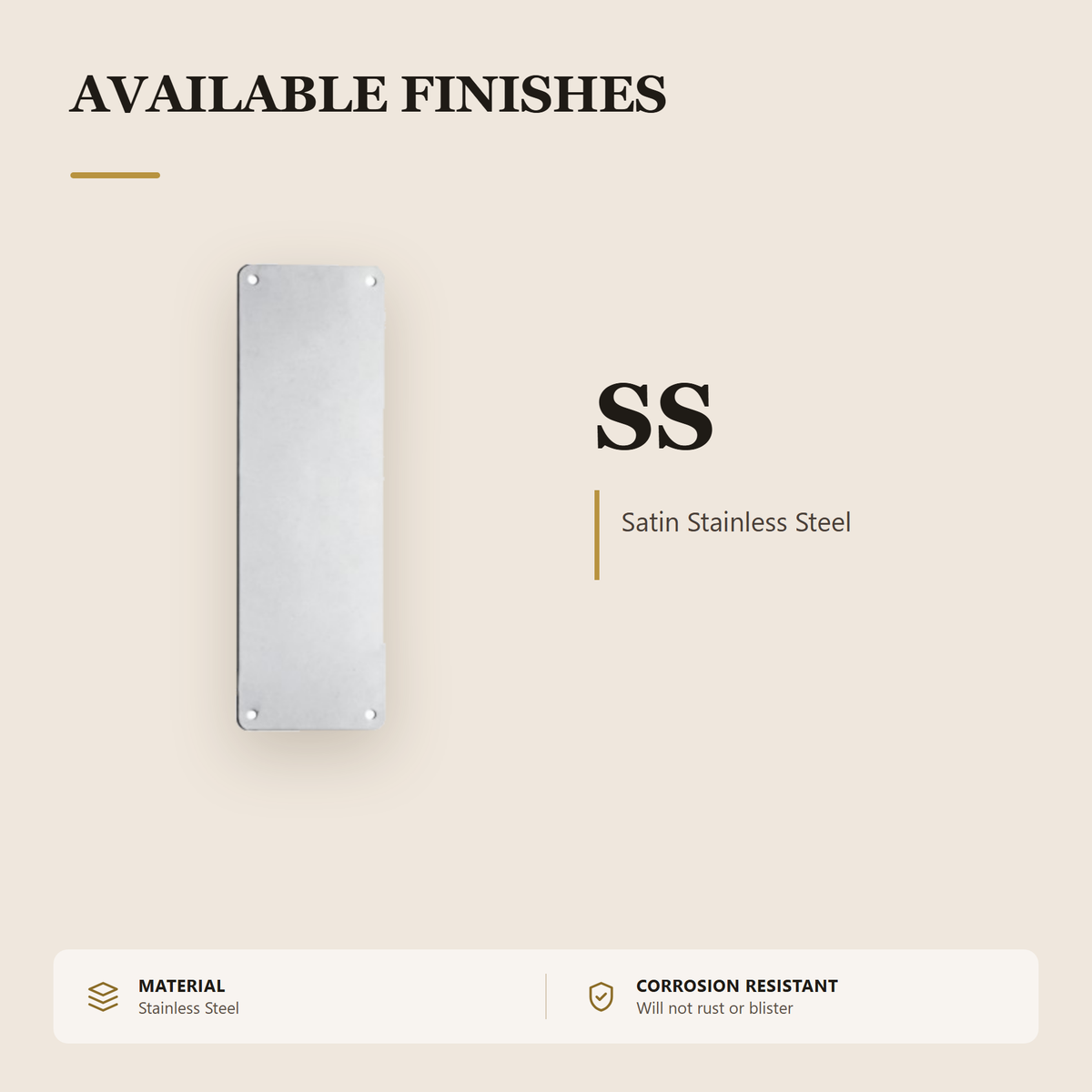 PP.200.300x100.SS premium stainless steel push plate from the Stainless Steel Door Handle Series. 100 x 300 mm stainless steel push plate, Blank, no marking. Built for smooth, reliable everyday use.