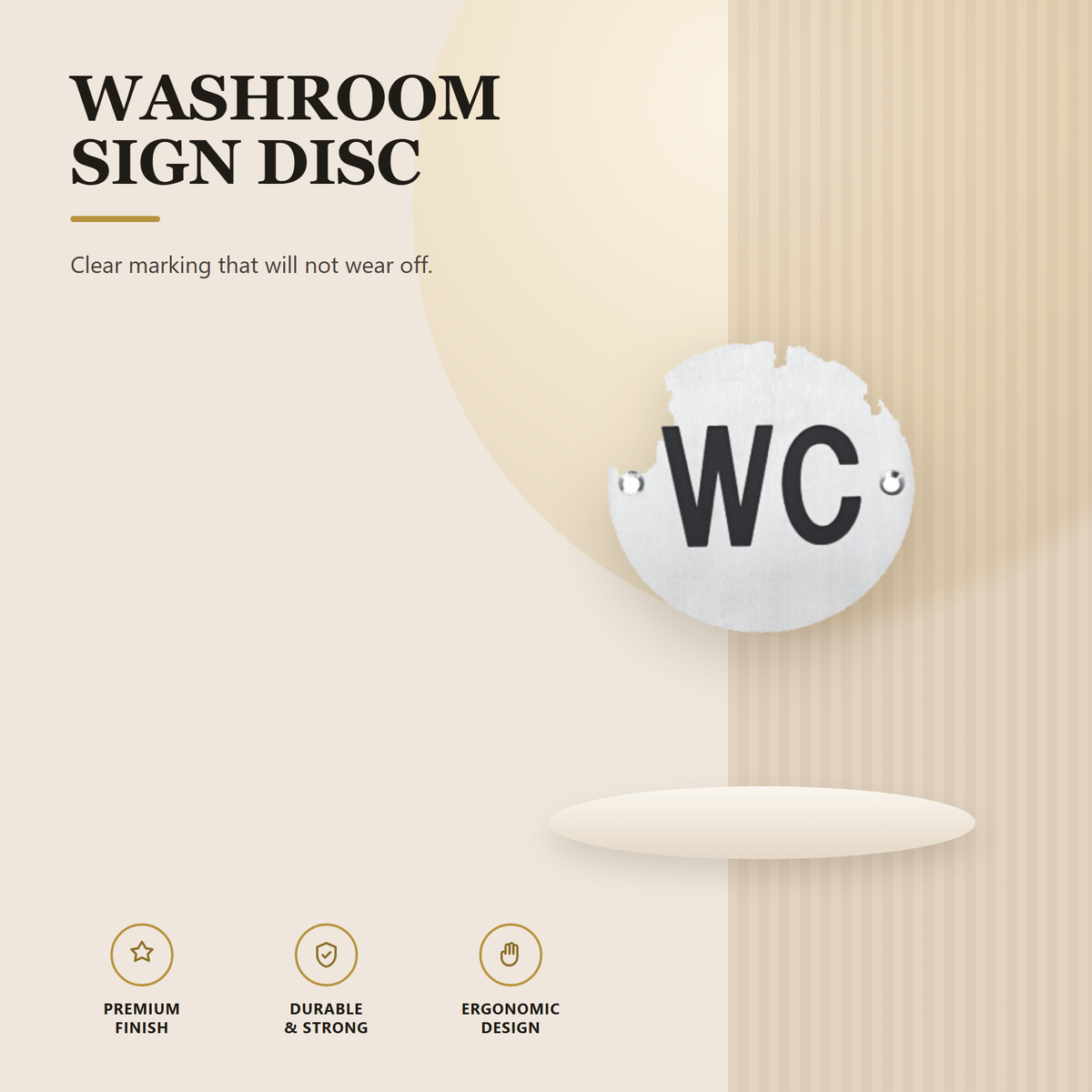 PP.301.SS.76MM.WC – Premium Stainless Steel WC Sign Disc