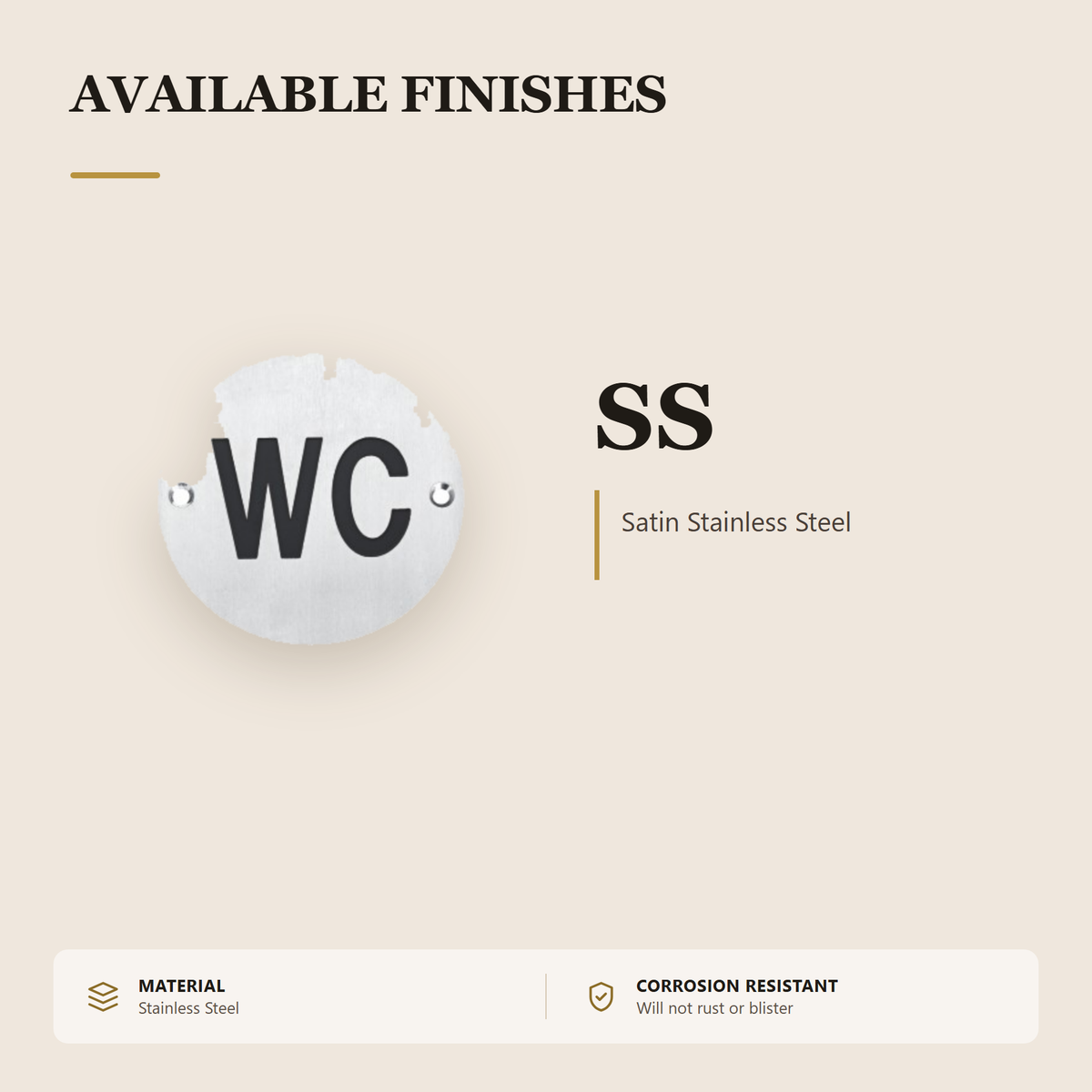 PP.301.SS.76MM.WC – Premium Stainless Steel WC Sign Disc