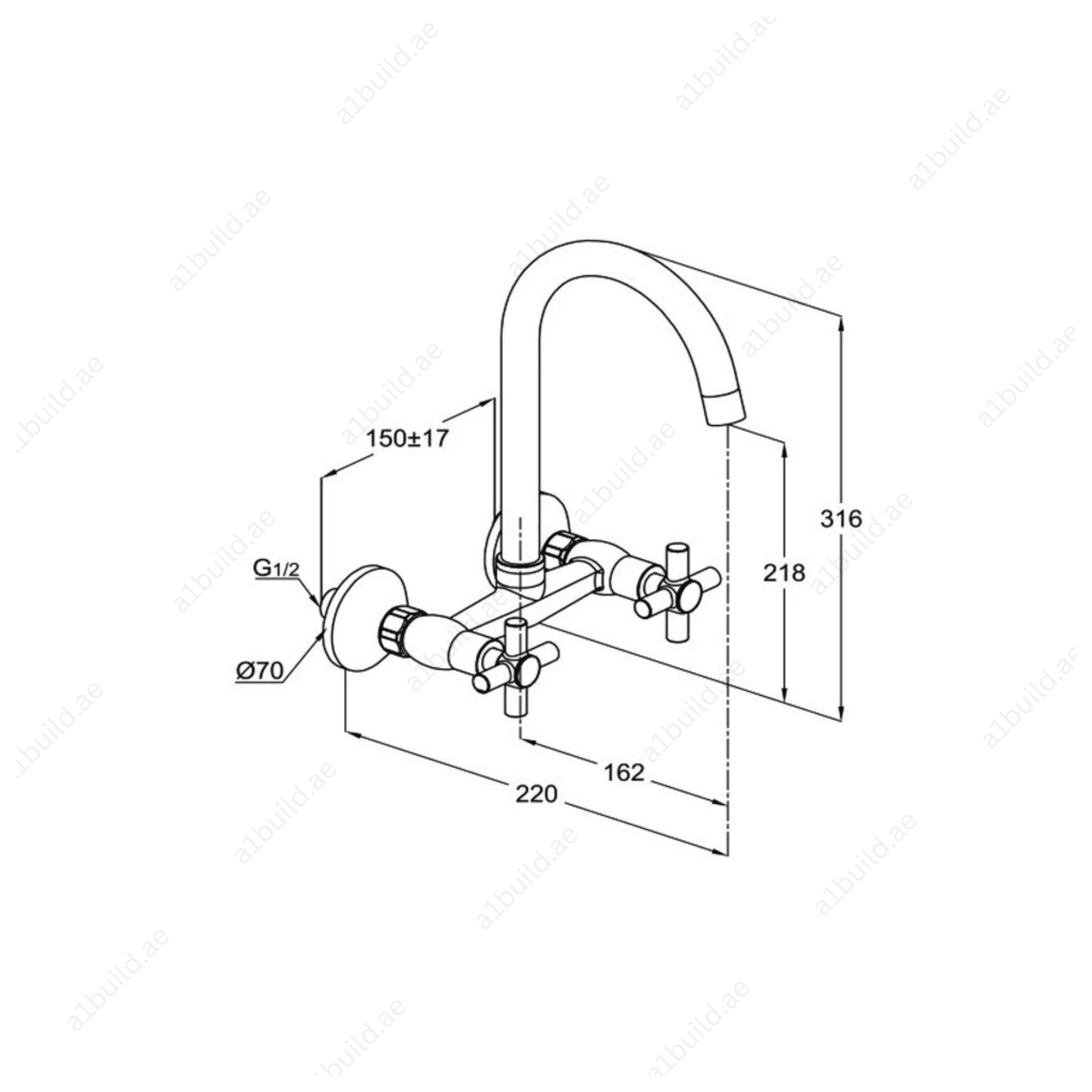 PREMIER X Dual Controlled Wall-Mounted Sink Mixer | Chrome Design