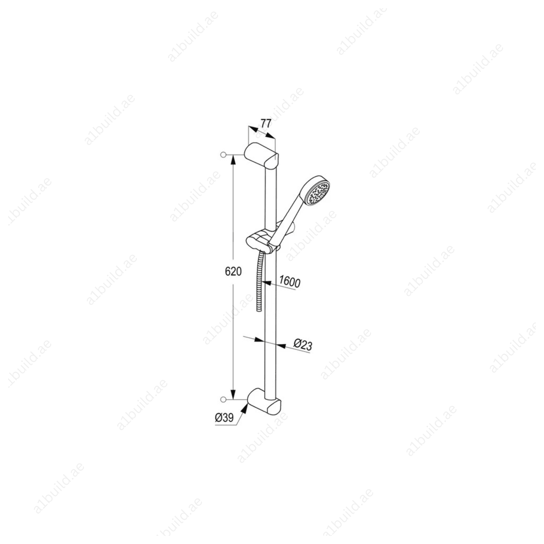 PRIME 1S Shower Set Chrome 600 mm Hand Held Shower