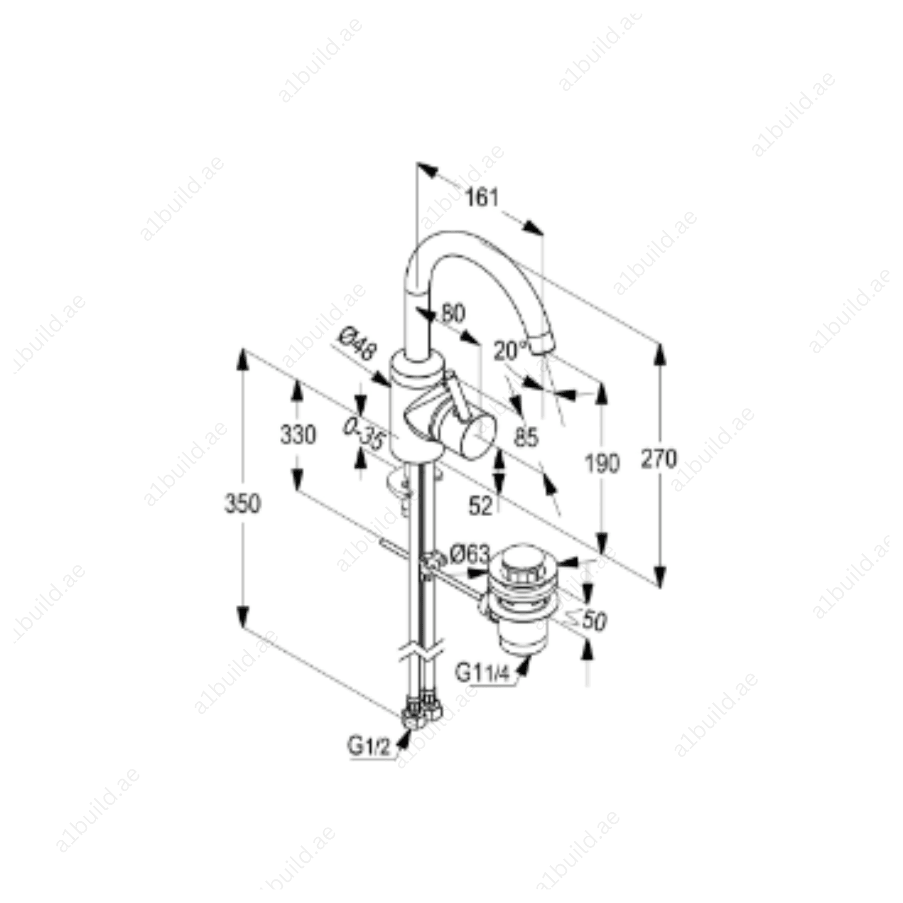 PRIME Single Lever Basin Mixer - Chrome DN 15 with Swiveling Spout and PCA Aerator