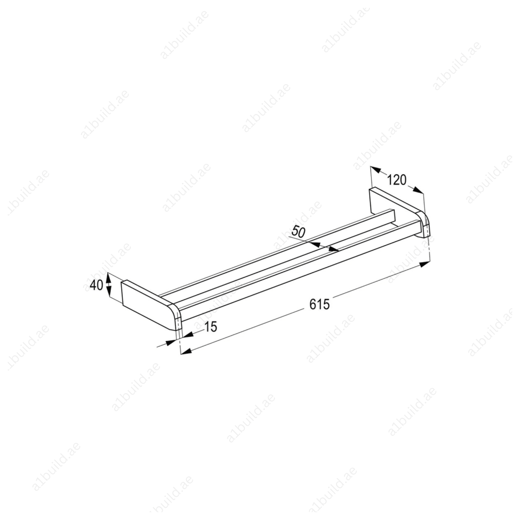 PROFILE STAR Double Towel Bar in Chrome | Wall Fastening with Screws