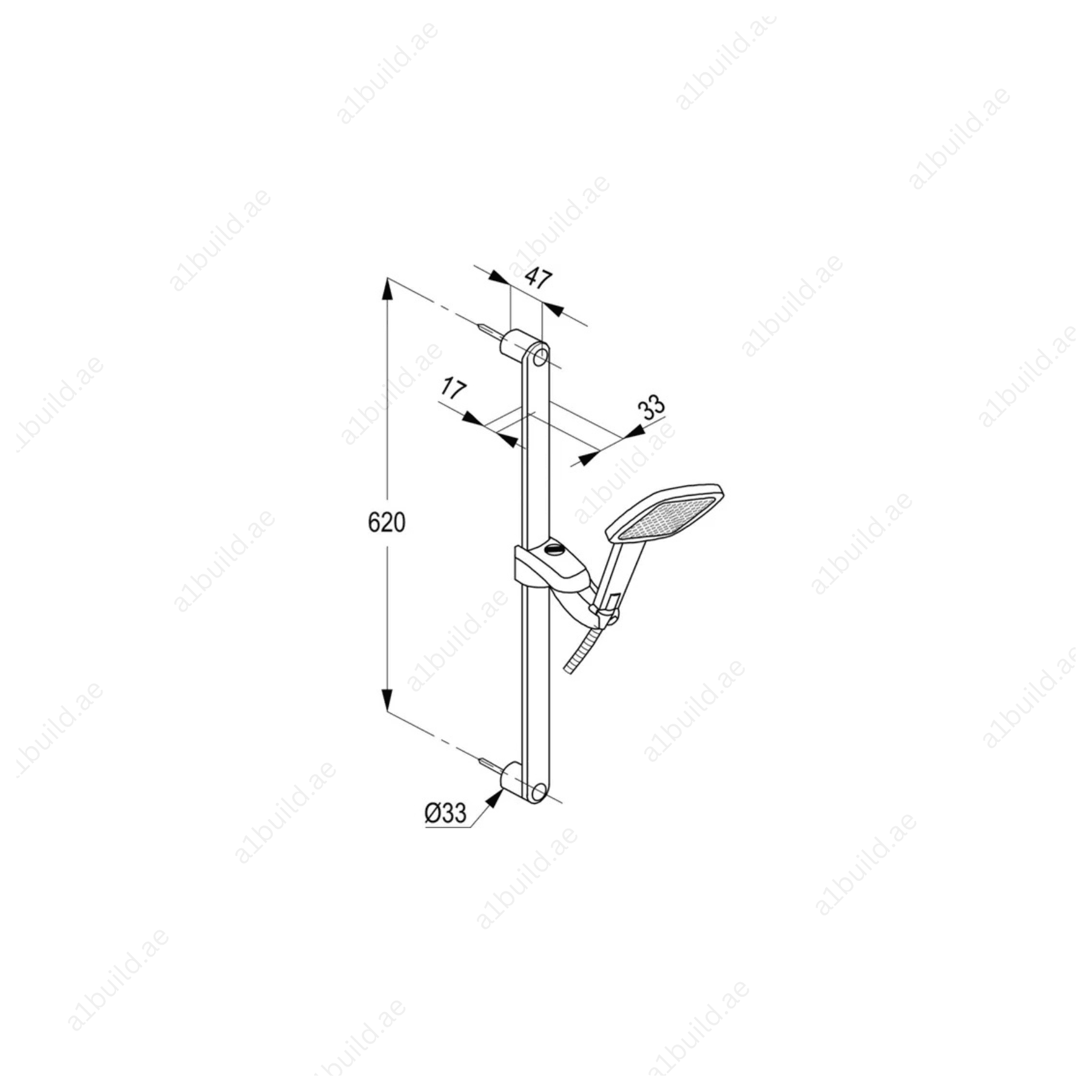 PROFILE Shower Set 1S Chrome with Adjustable Hand Shower and Cleaning System