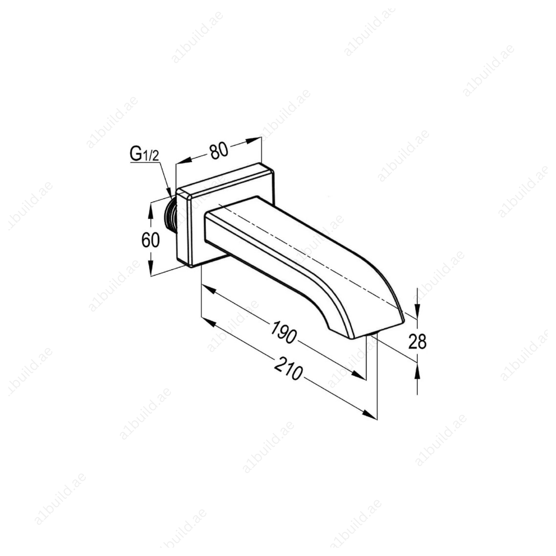 PROFILE Wall-Mounted Bath Spout - Chrome