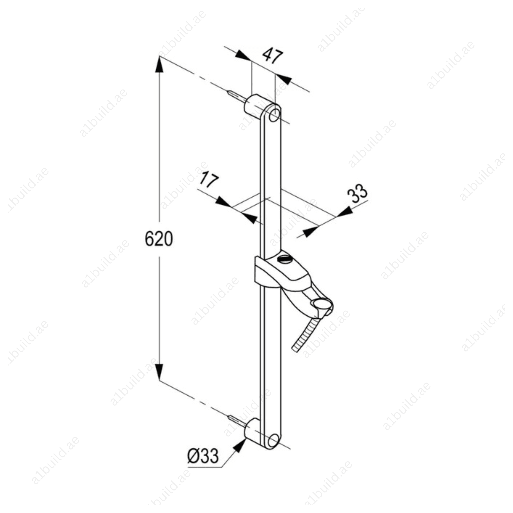 PROFILEWallRailwithAdjustableShowerHolderandSilverHose_3