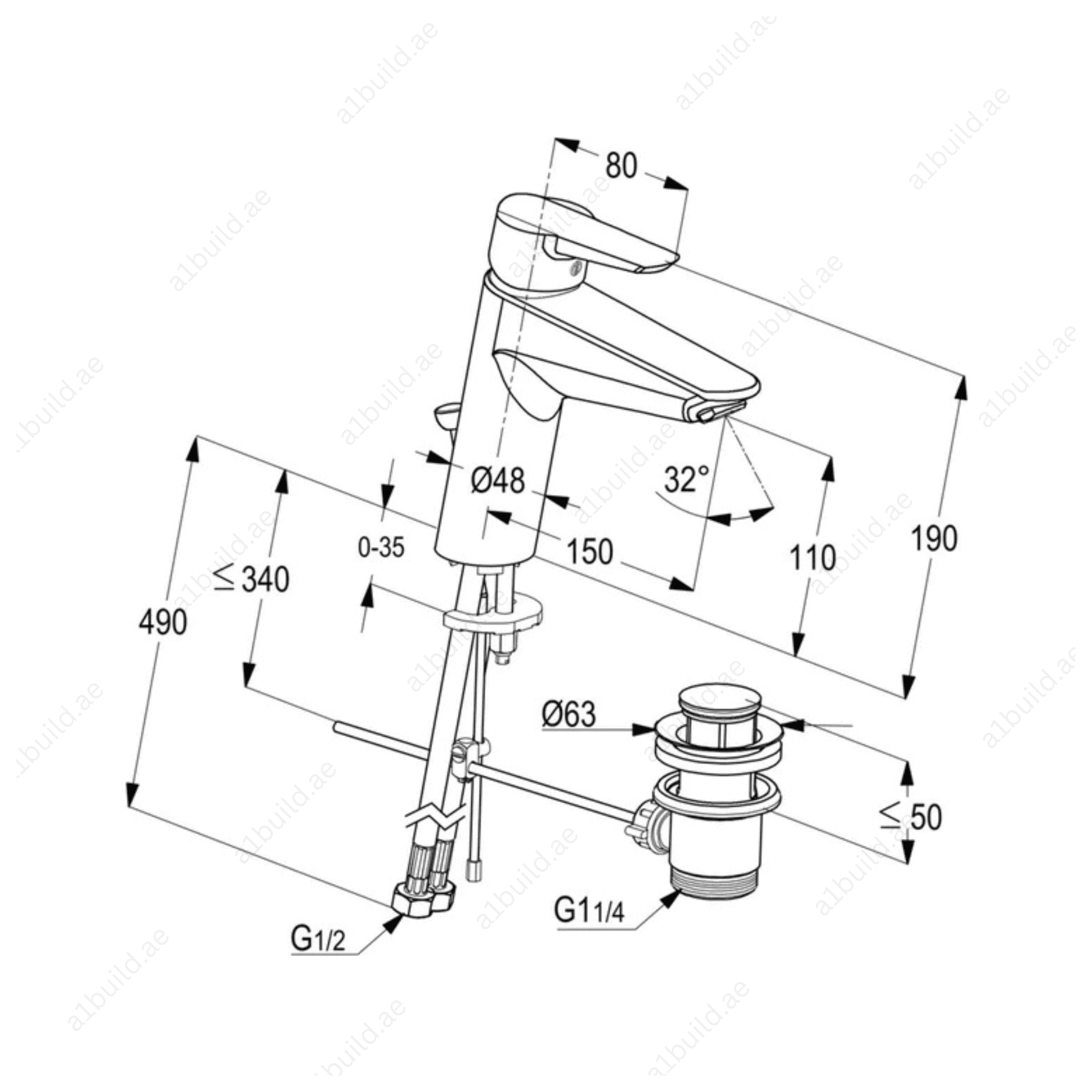 PROJECT Single Lever XL Basin Mixer – Chrome Finish with Pop-Up Waste