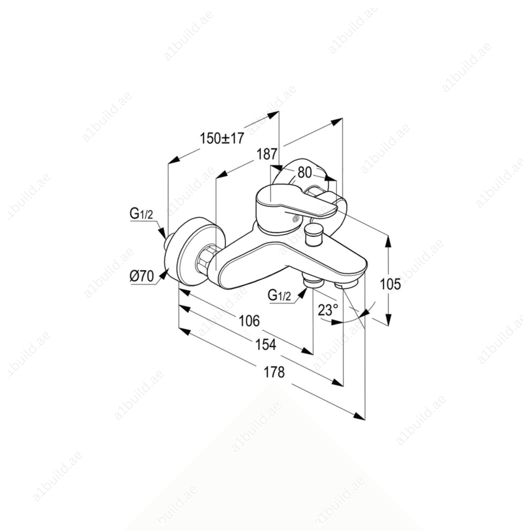 PROJECT single lever bath and shower mixer