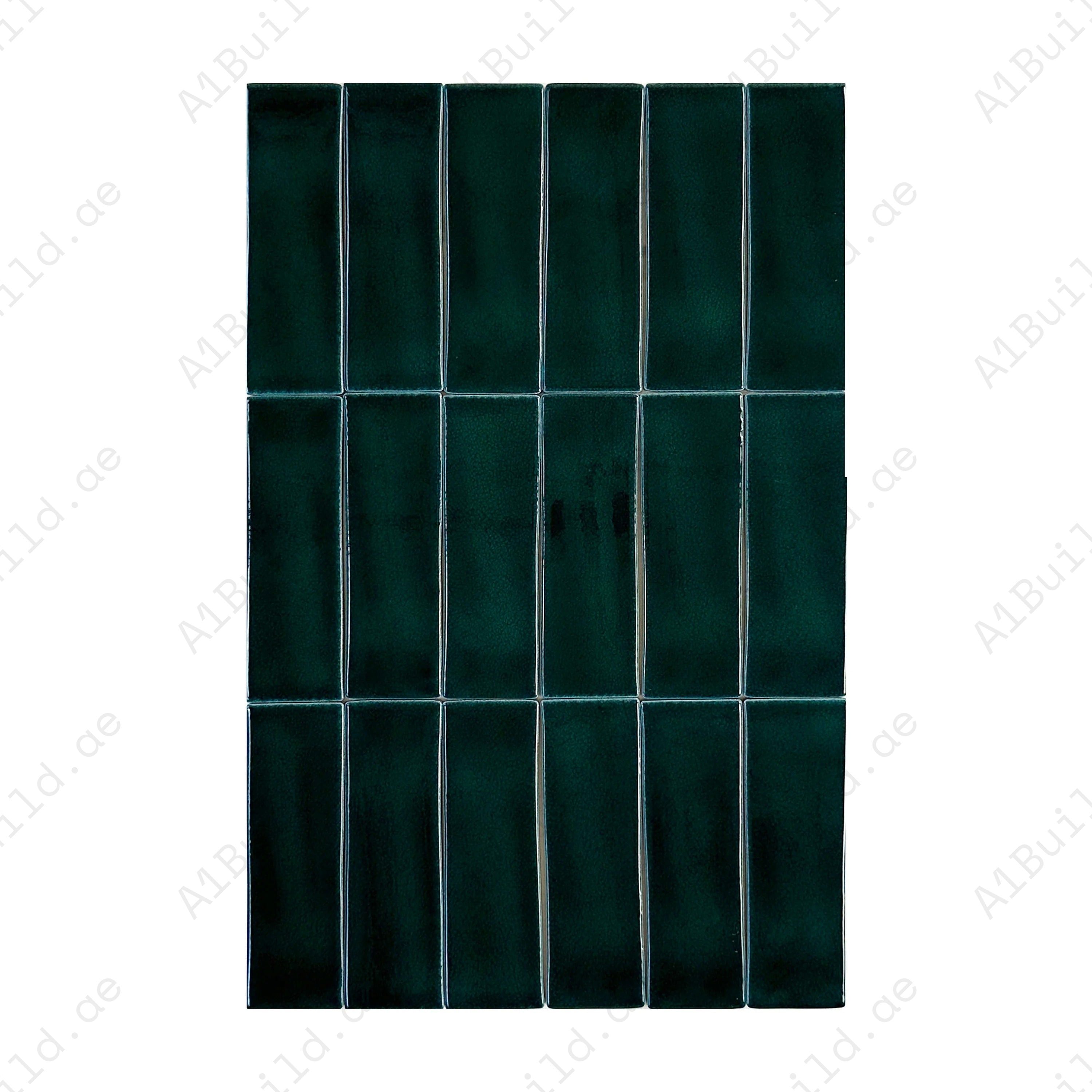 Peacock Blue glossy crackle porcelain artisanal tiles with sleek finish. Ideal for walls, floors, kitchens, and bathrooms, offering lasting style and charm.