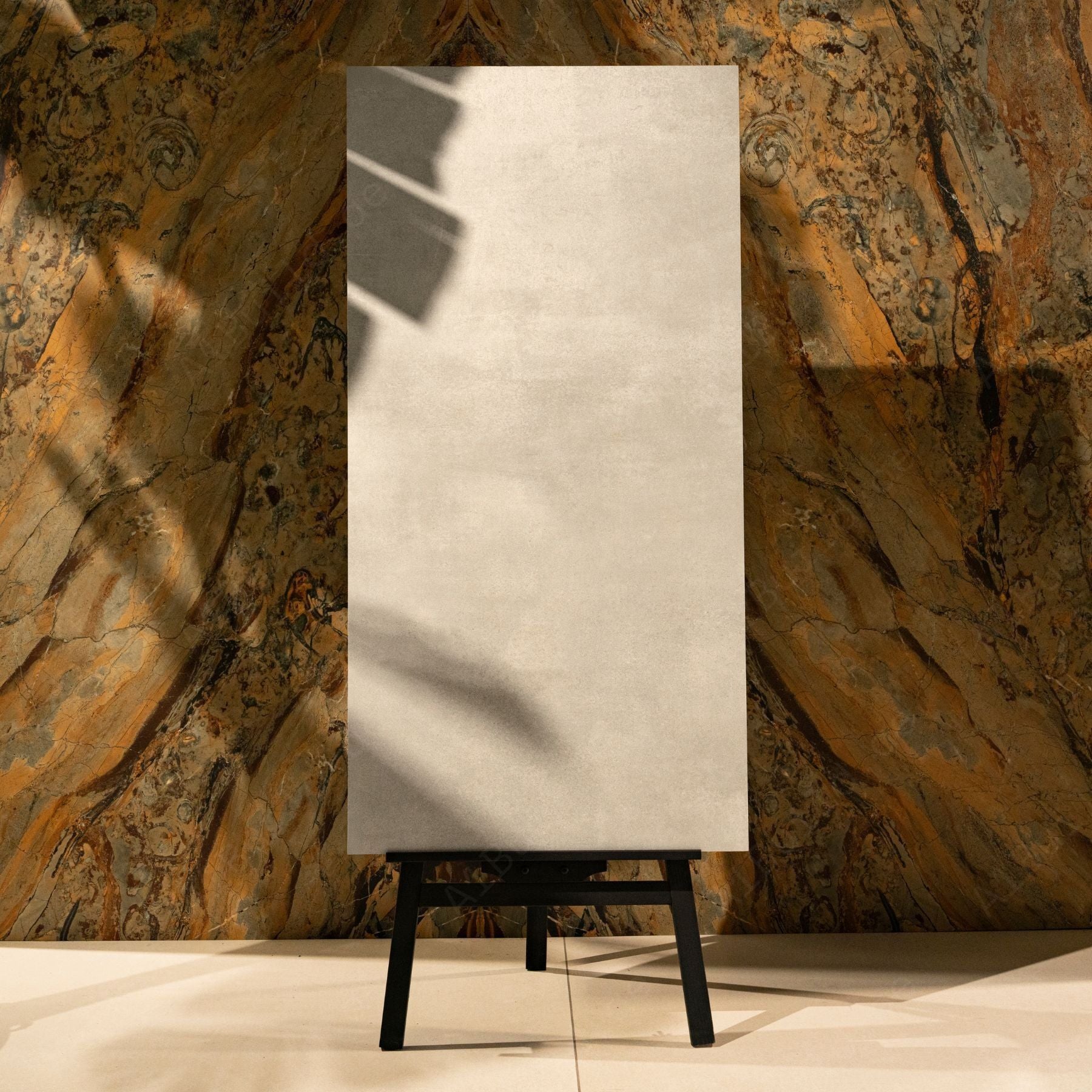 Pesero Smoky porcelain tile in 60x120cm size with modern stone effect, smoky grey tones and durable 9mm thickness for walls and floors.