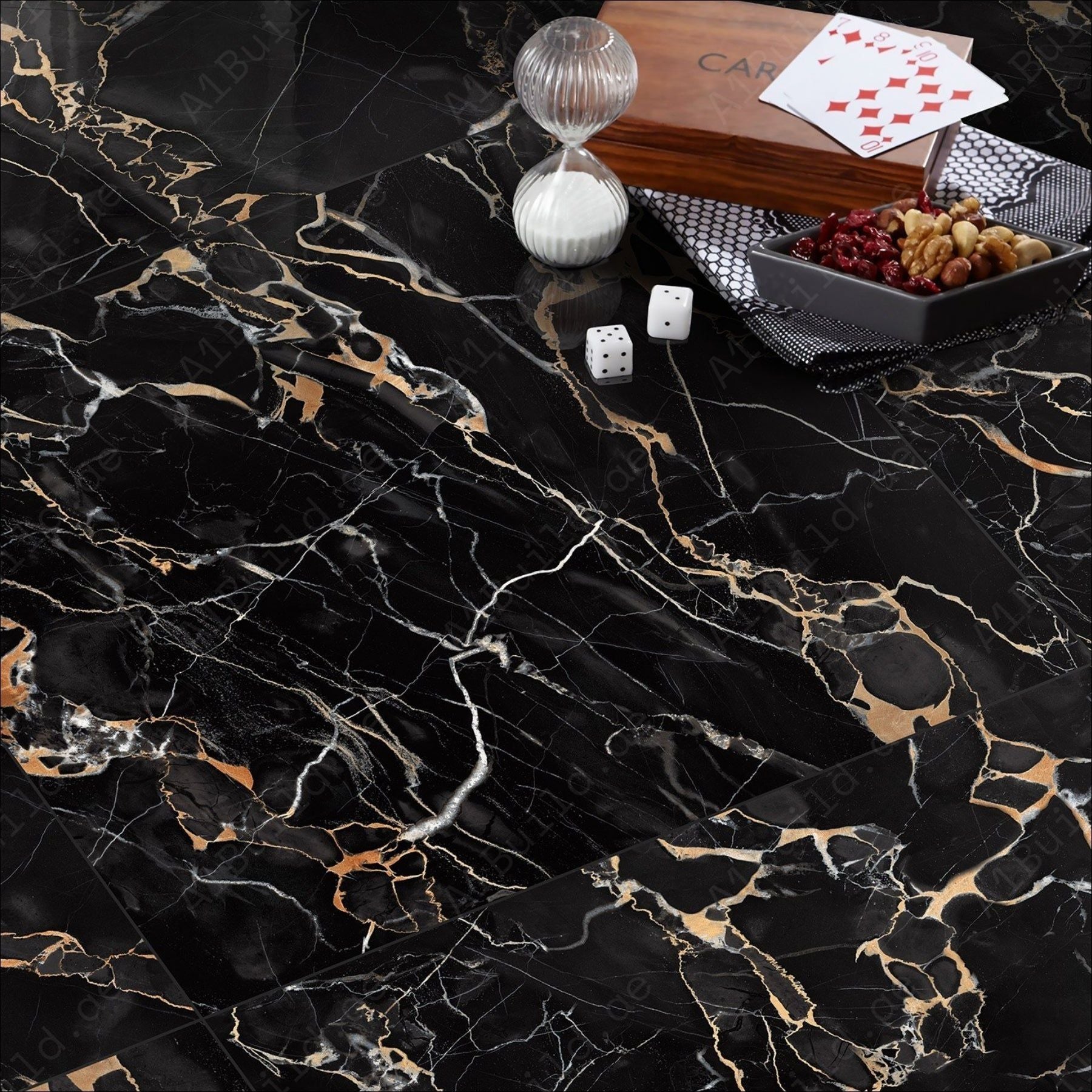 Portoro SX (60X120cm 09mm Random Glitter on Matt Special Finish Porcelain Indoor Floor & Wall Tiles)