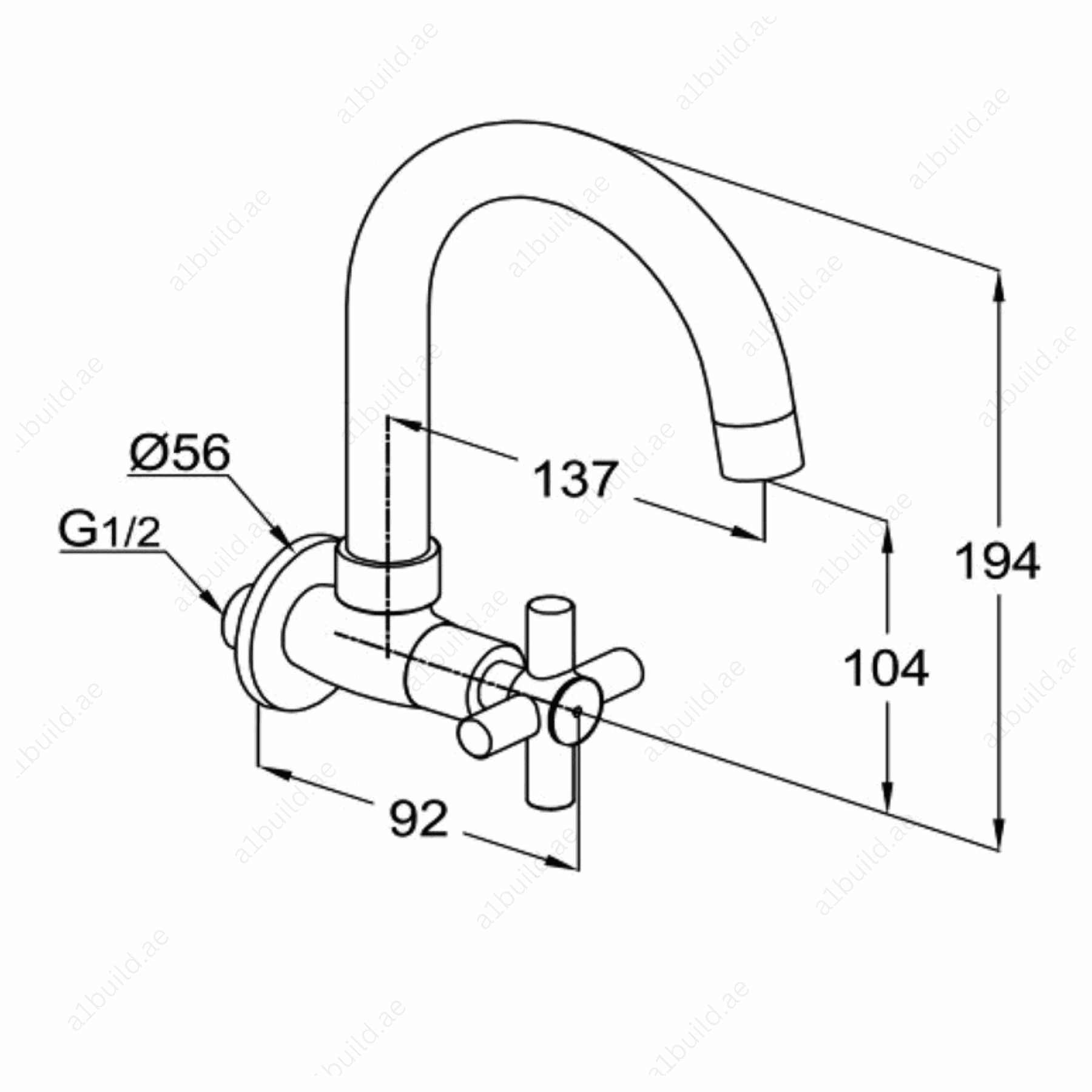 PremierXWallMountSinkTapDN15_MetalHandlewithSingleHoleMounting_2