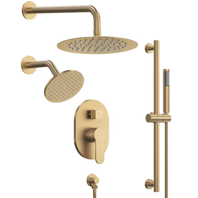 Premium 300 mm Round Gold Rain Shower Head – Exposed Installation, Made in Germany by Hesanit