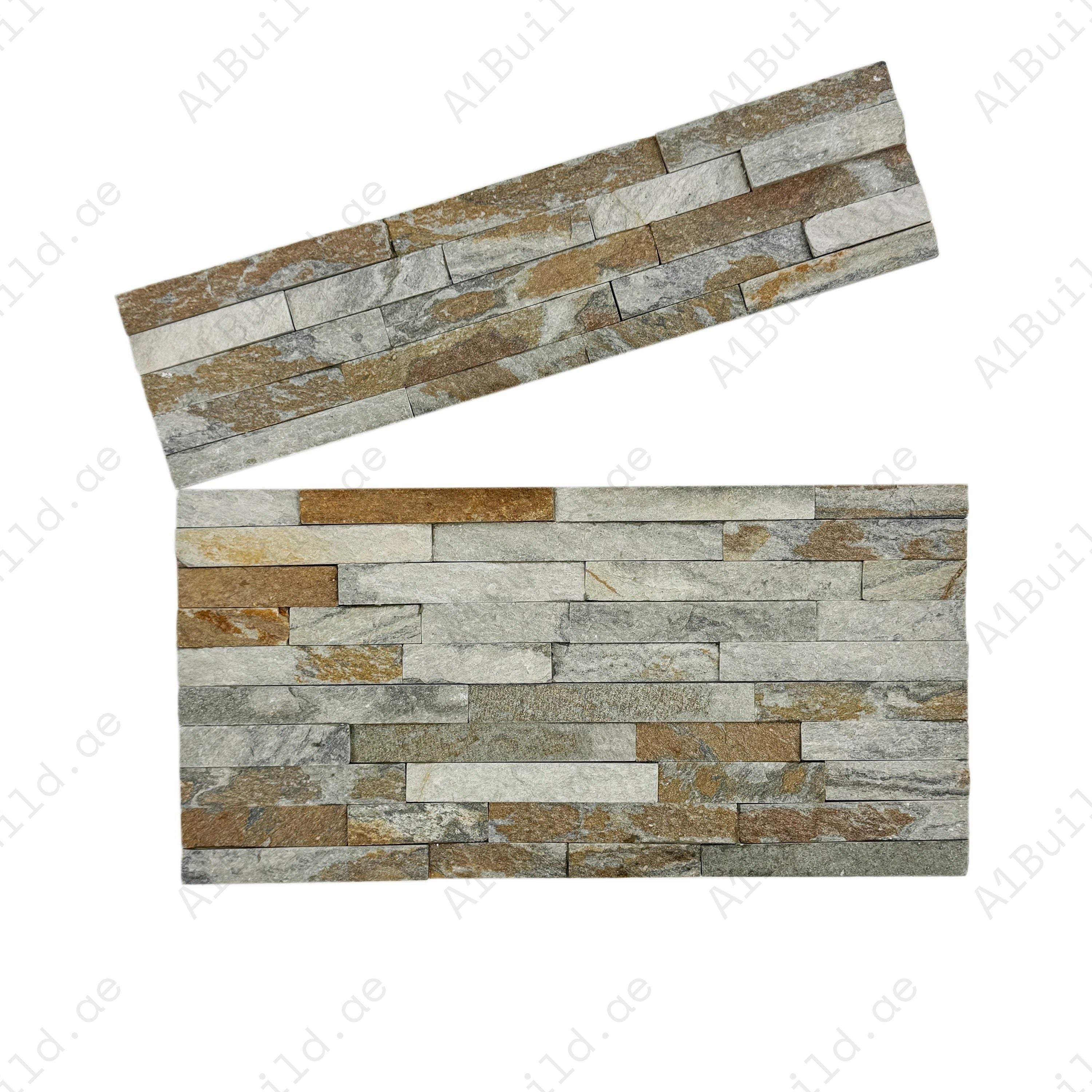 Premium Starlit Quartz Wall Cladding in Rust, Teal & Olive Green. Durable stone finish with rich textures adds elegance, style, and sophistication to interiors.