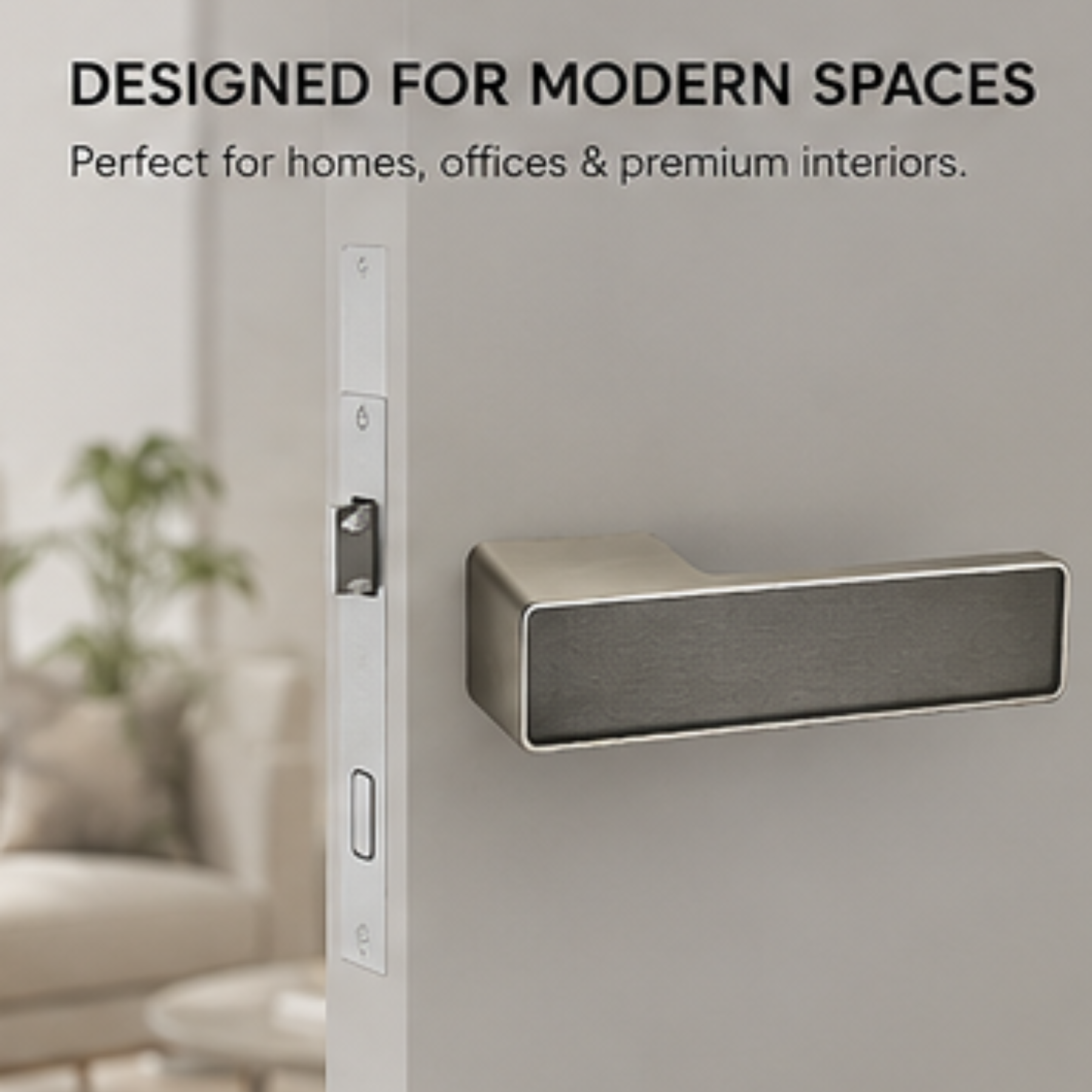 Premium minimalist magnetic door handle made from Aluminium alloy with smooth silent operation and modern design for luxury interiors.