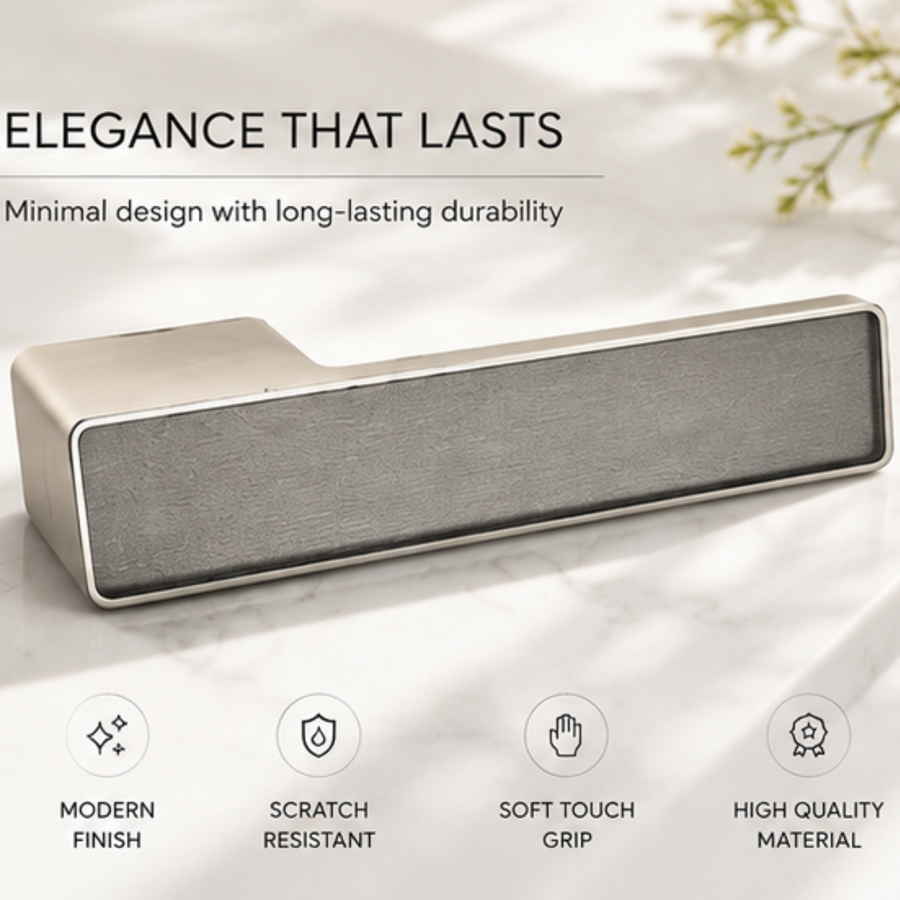 Premium minimalist magnetic door handle made from Aluminium alloy with smooth silent operation and modern design for luxury interiors.